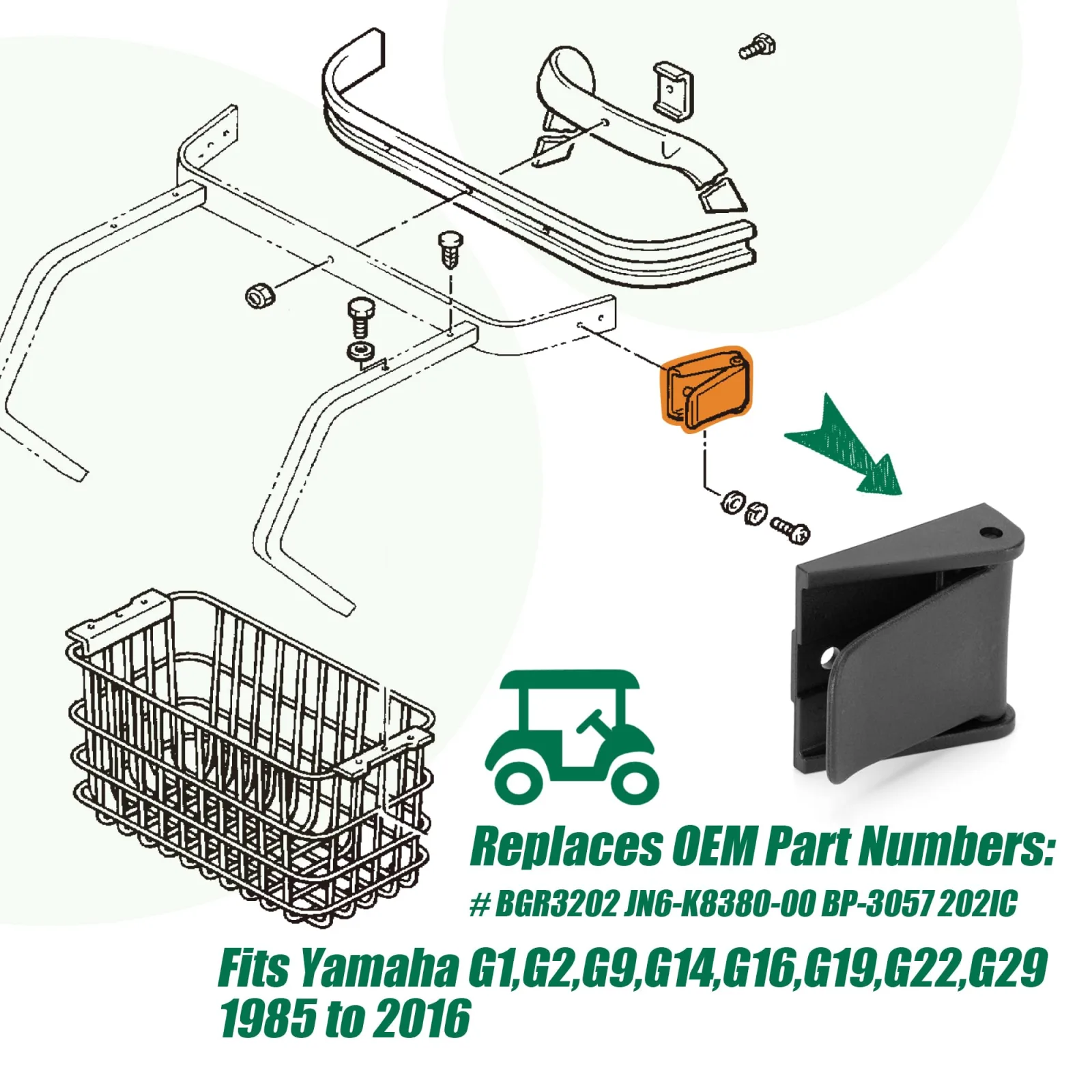 10L0L BGR3202 Yamaha Golf Cart Bag Rack Buckles image 2