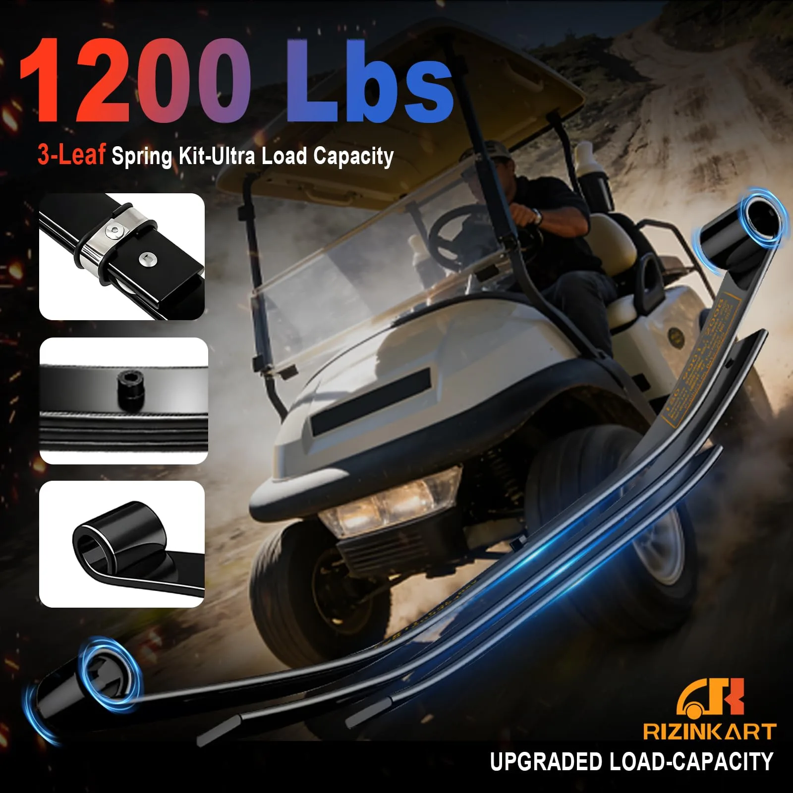 RIZINKART 3-Leaf Rear Leaf Spring Kit for E-Z-GO TXT image 3