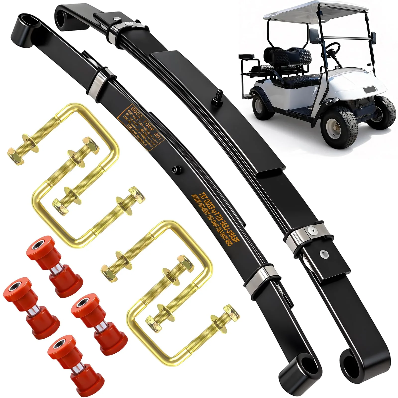 RIZINKART 3-Leaf Rear Leaf Spring Kit for E-Z-GO TXT