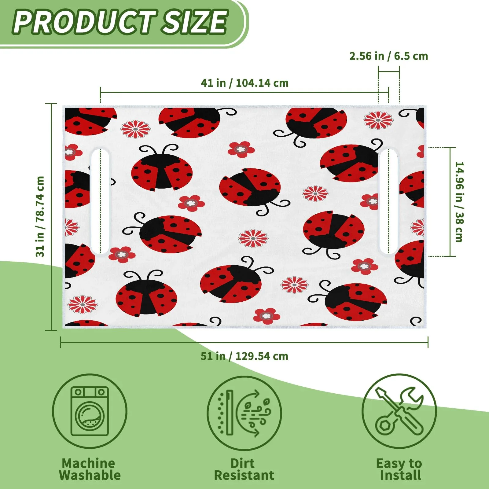 Tiveruda Red Ladybug Golf Cart Seat Cover, 51 x 31 in image 2