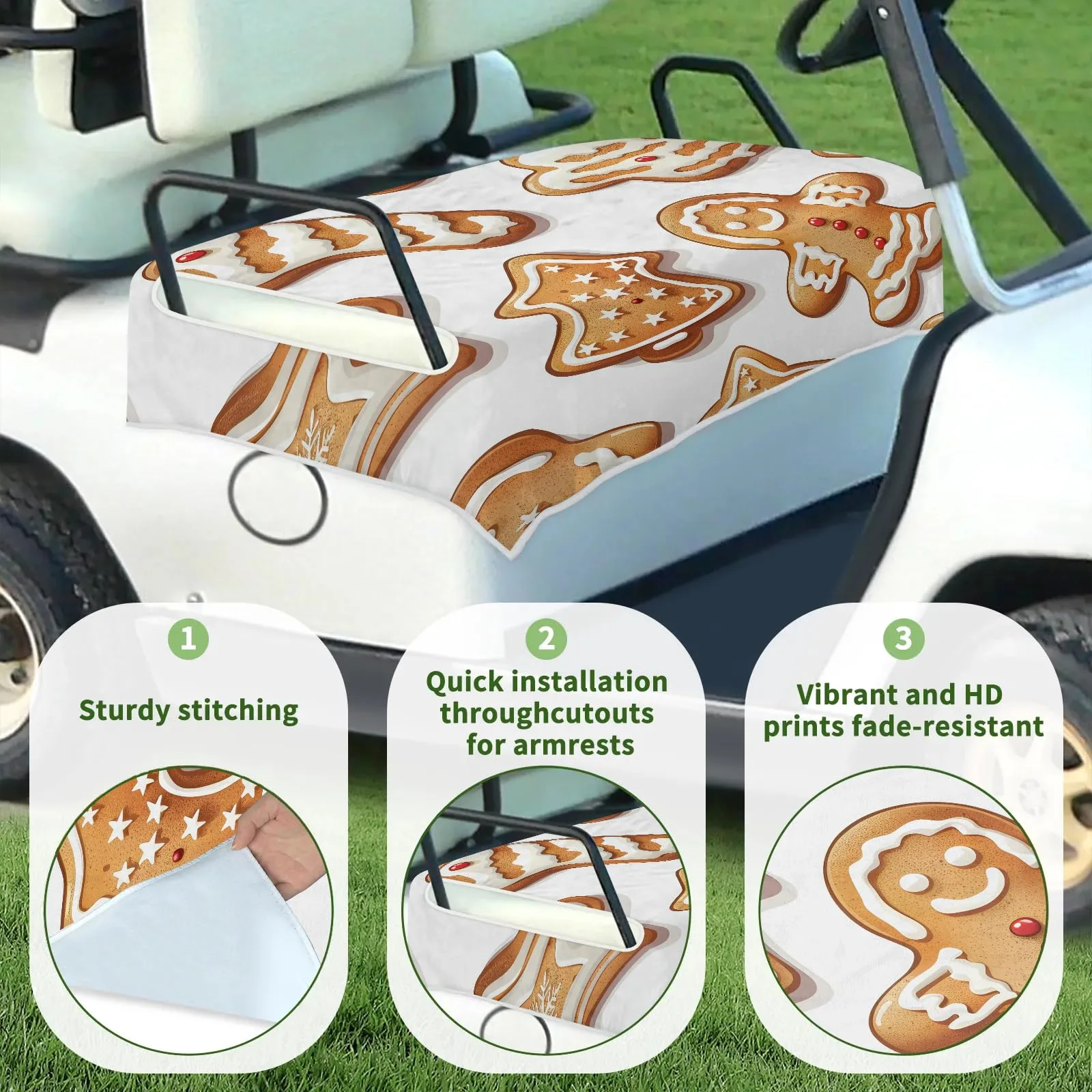 Tiveruda Gingerbread Man Golf Cart Seat Cover image 3