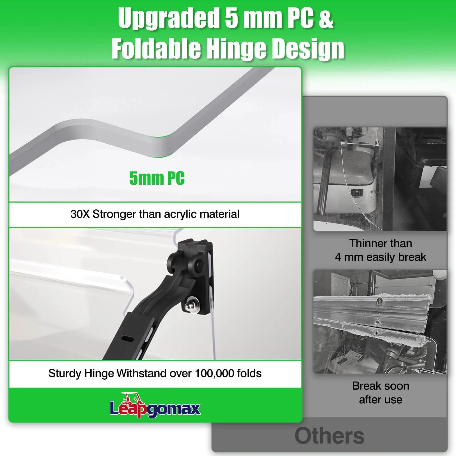 LEAPGOMAX LPWS001 Windshield for E-Z-GO TXT 1995-2013 image 4