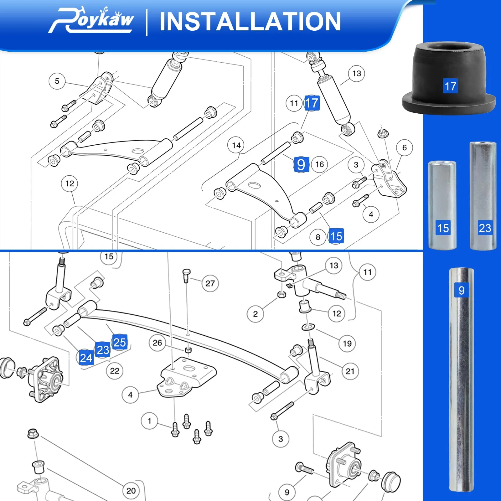 Roykaw Club Car Precedent Front Bushing Sleeve Kit image 3