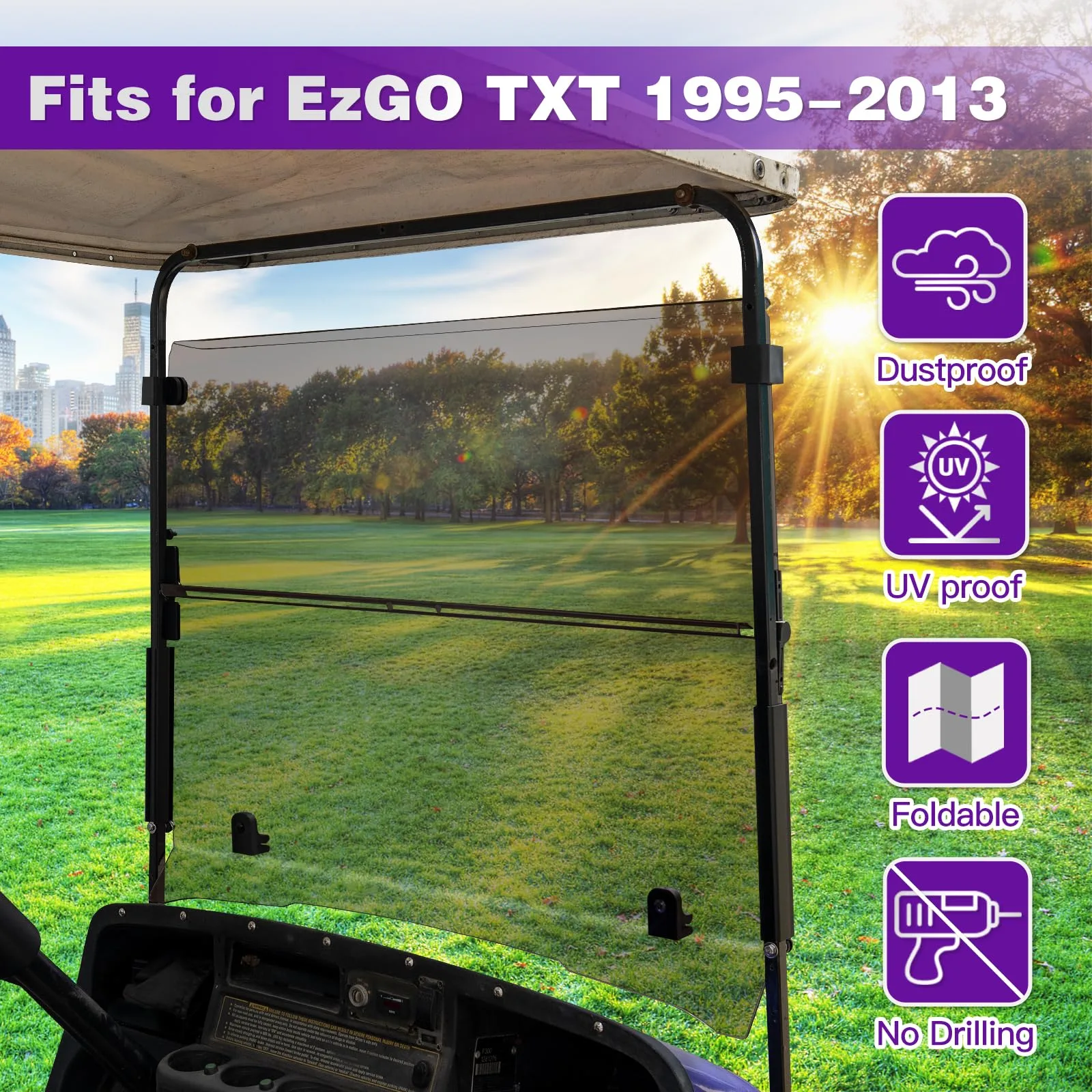 PZWLI Tinted Windshield for E-Z-GO TXT 1995-2013 image 2