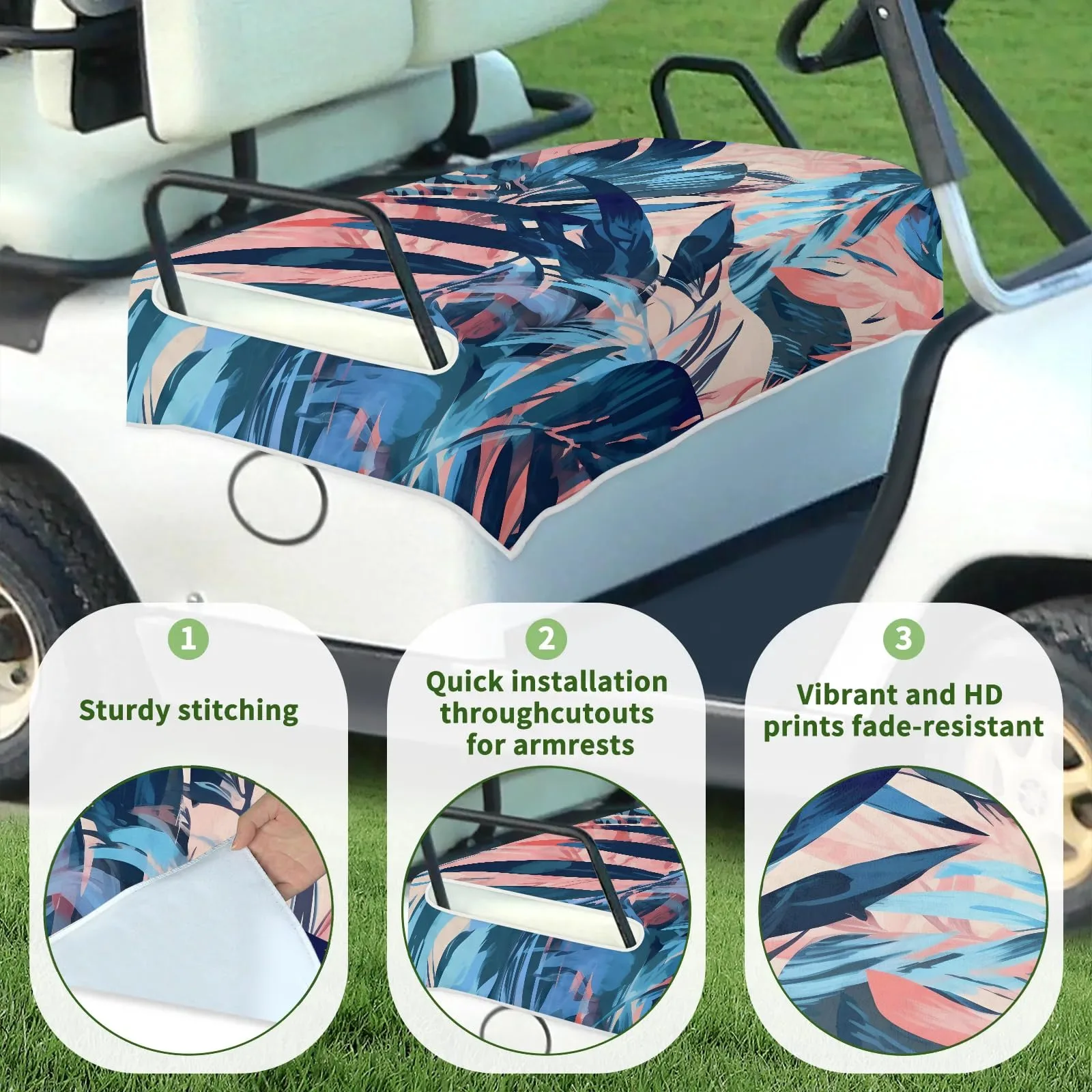 Tiveruda Tropical Leaves Golf Cart Seat Cover 51 x 31 in image 3