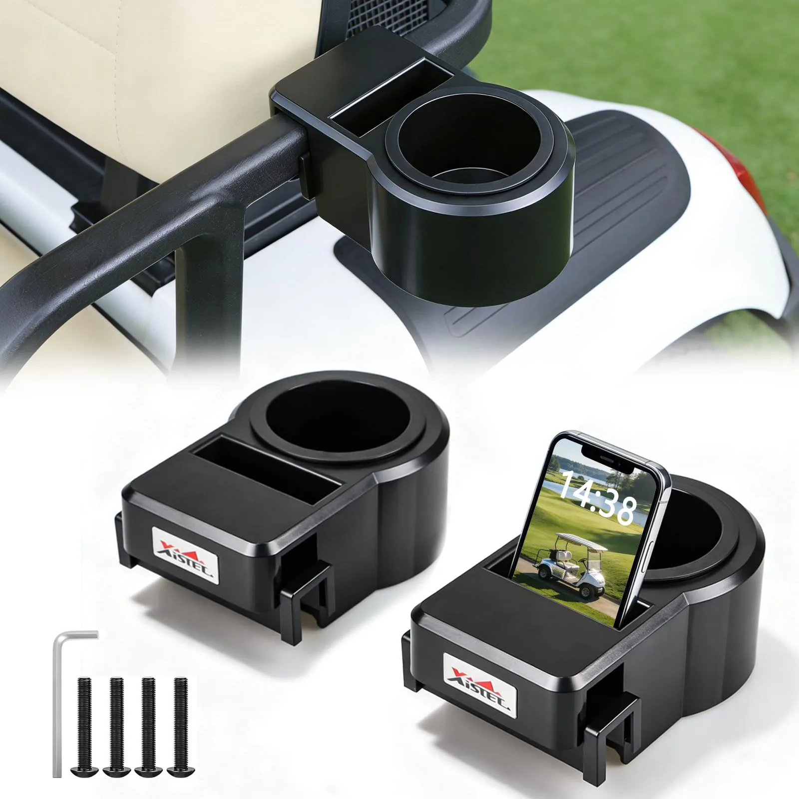 Xislet XZCH011 Golf Cart Cup Holder with Phone Holder