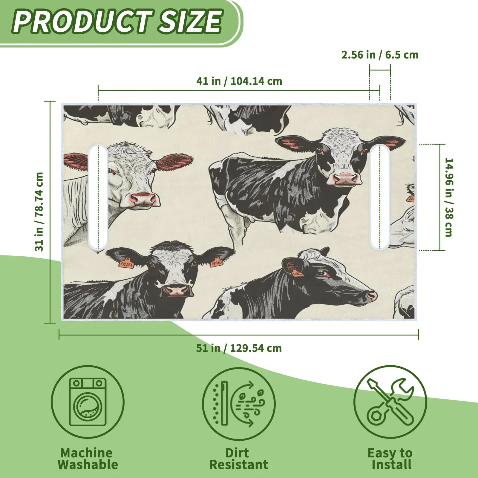 Tiveruda Cow Pattern Golf Cart Seat Cover, 51 x 31 in image 2