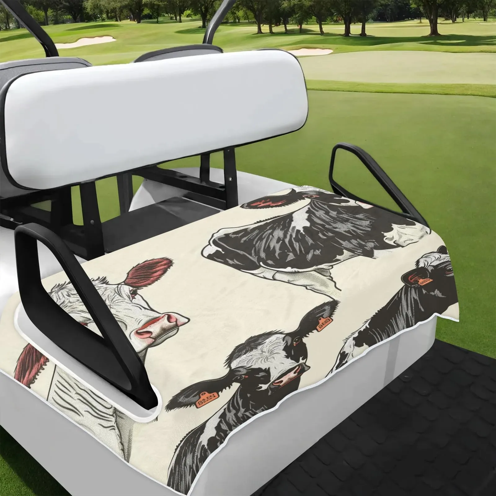 Tiveruda Cow Pattern Golf Cart Seat Cover, 51 x 31 in