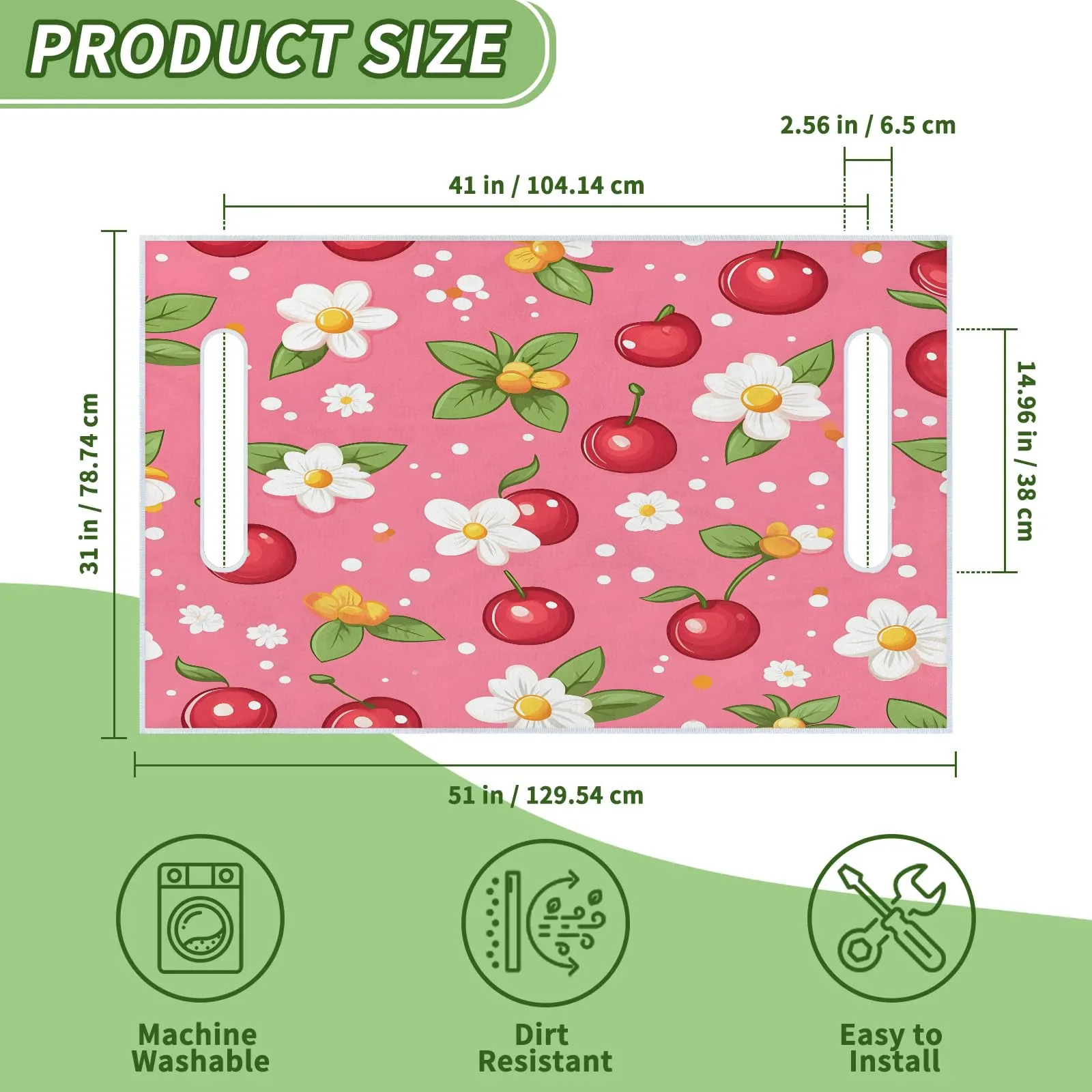 Tiveruda Pink Cherry Golf Cart Seat Cover, 51 x 31 in image 2