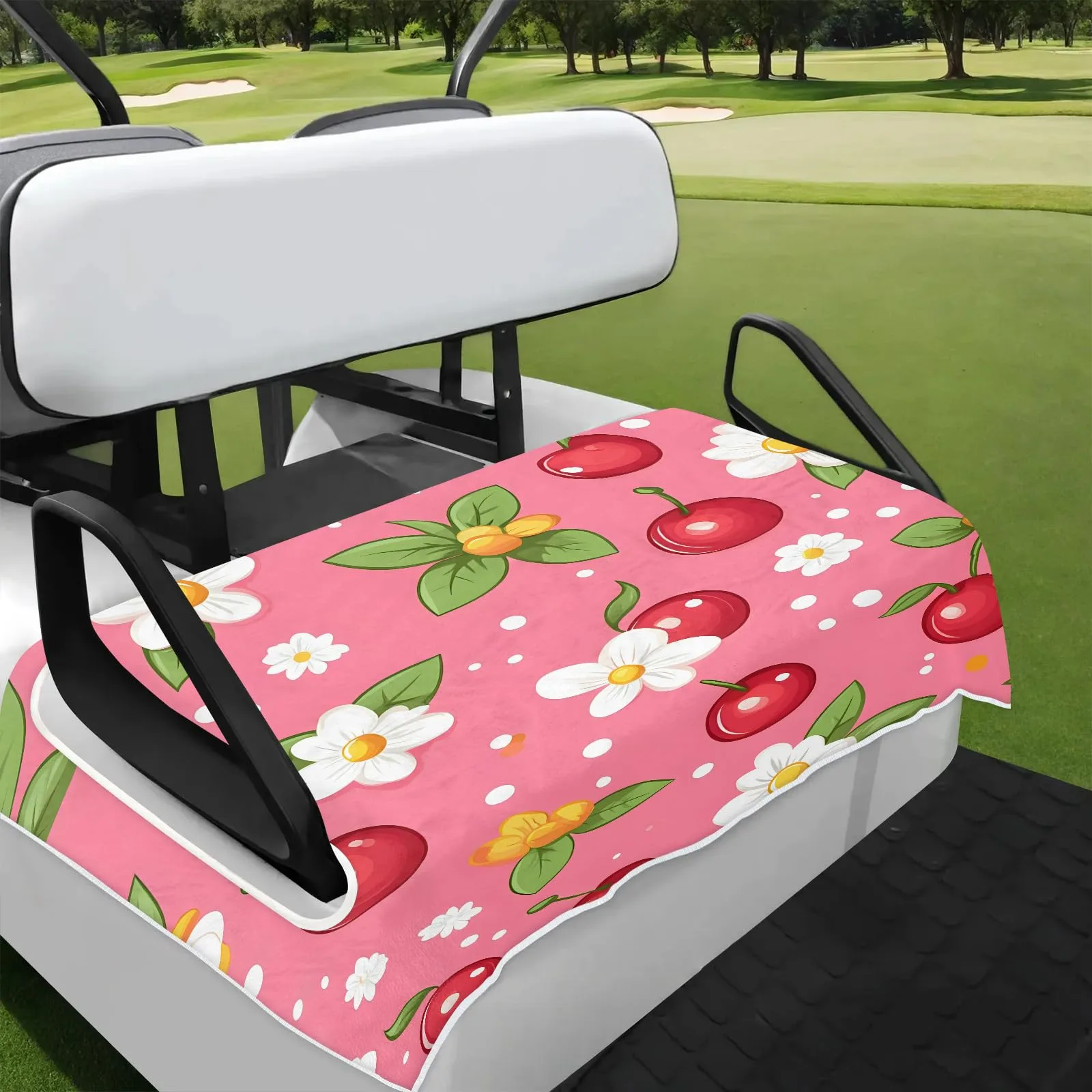 Tiveruda Pink Cherry Golf Cart Seat Cover, 51 x 31 in