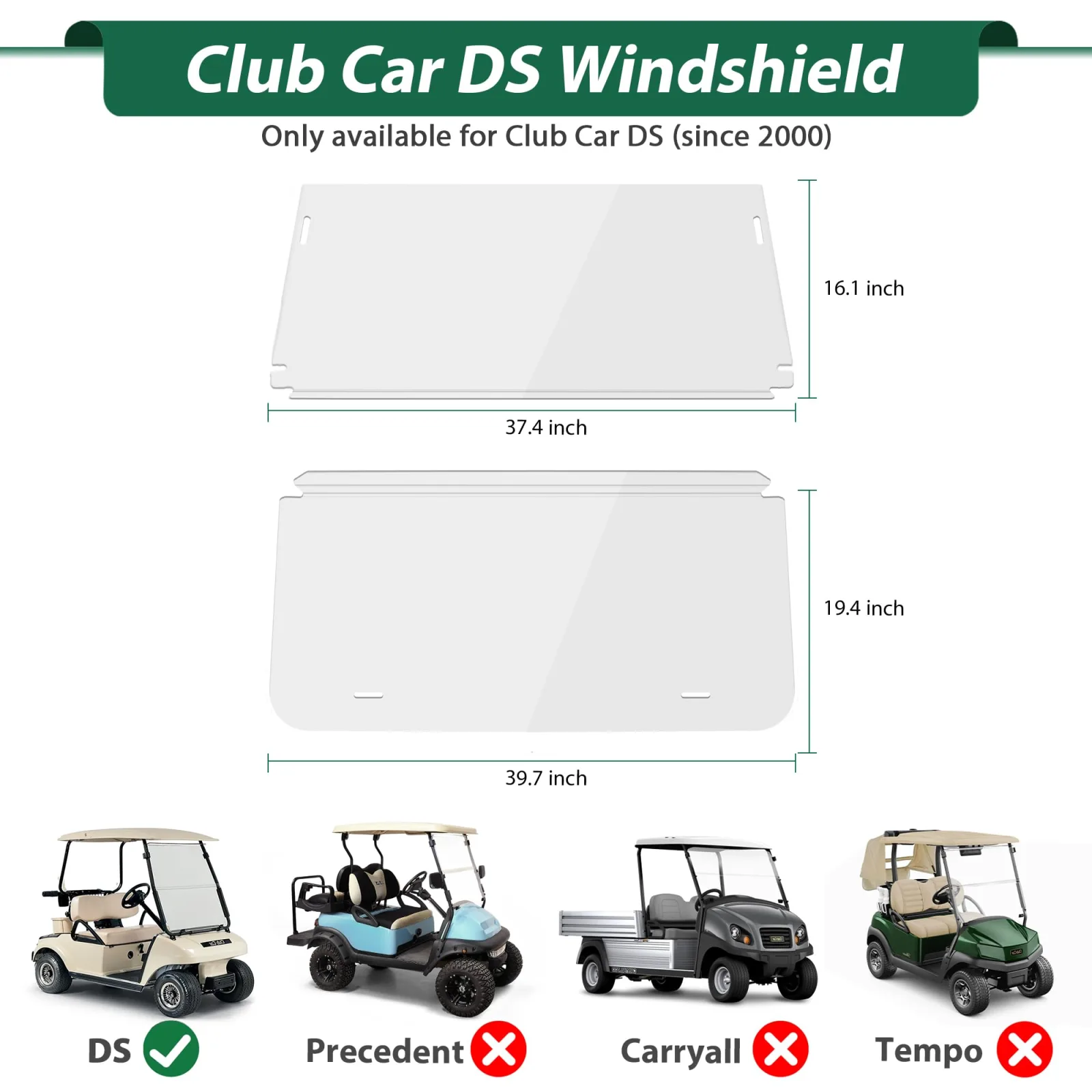 10L0L Foldable Windshield for Club Car DS 2000-Up image 2