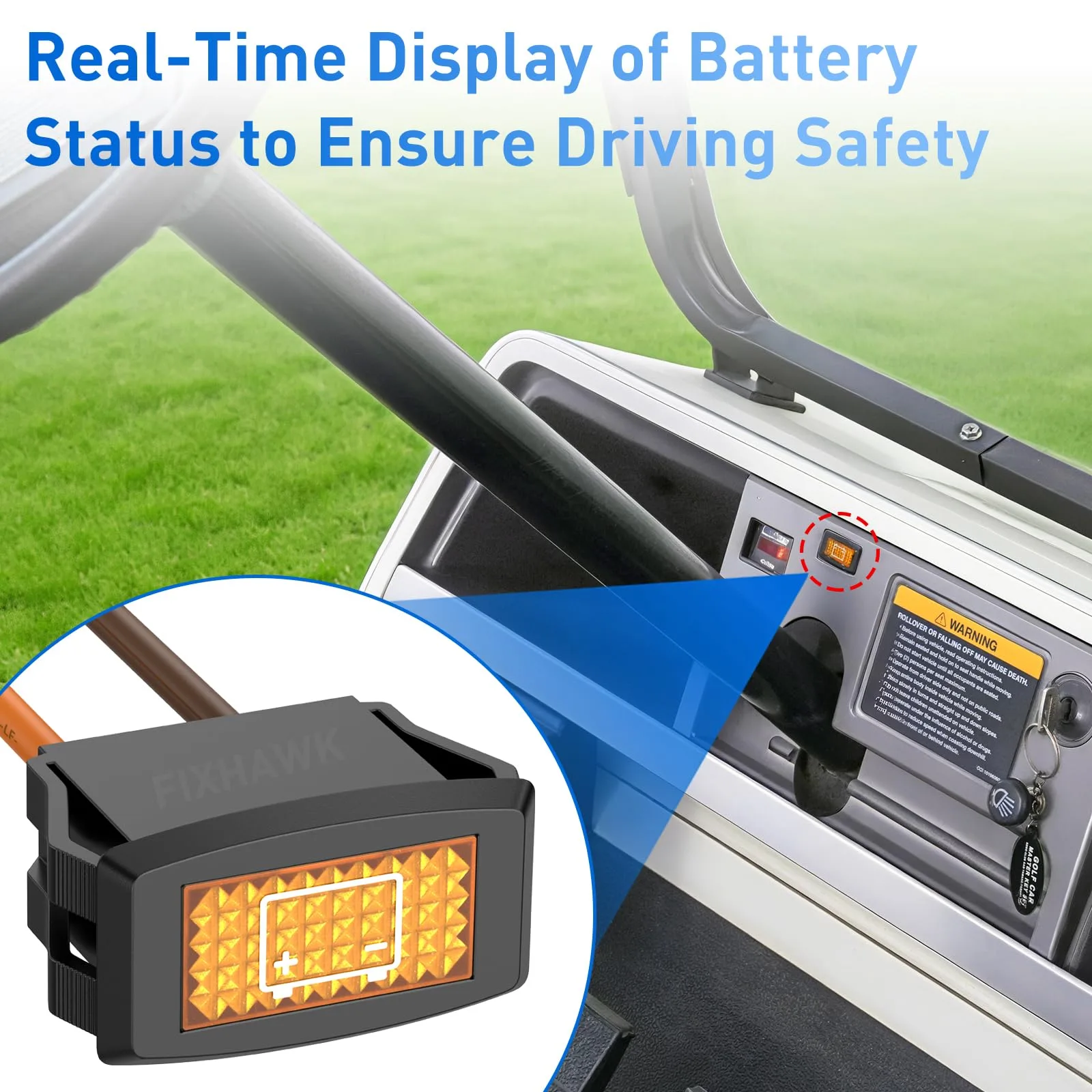 FIXHAWK 48V Battery Warning Light for Club Car DS image 2