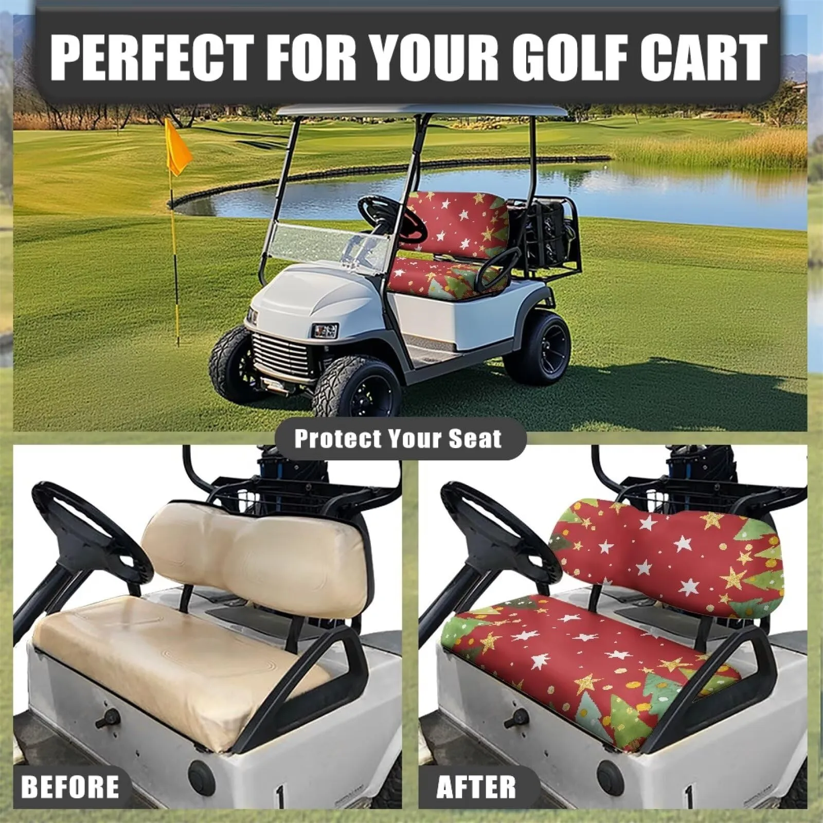 Quidrwyo Christmas Tree Stars Golf Cart Seat Covers image 4