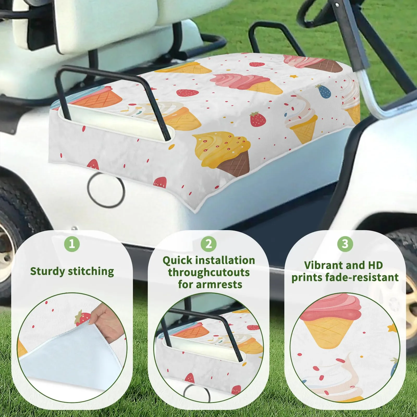 Tiveruda Golf Cart Seat Cover for Double Seats image 3