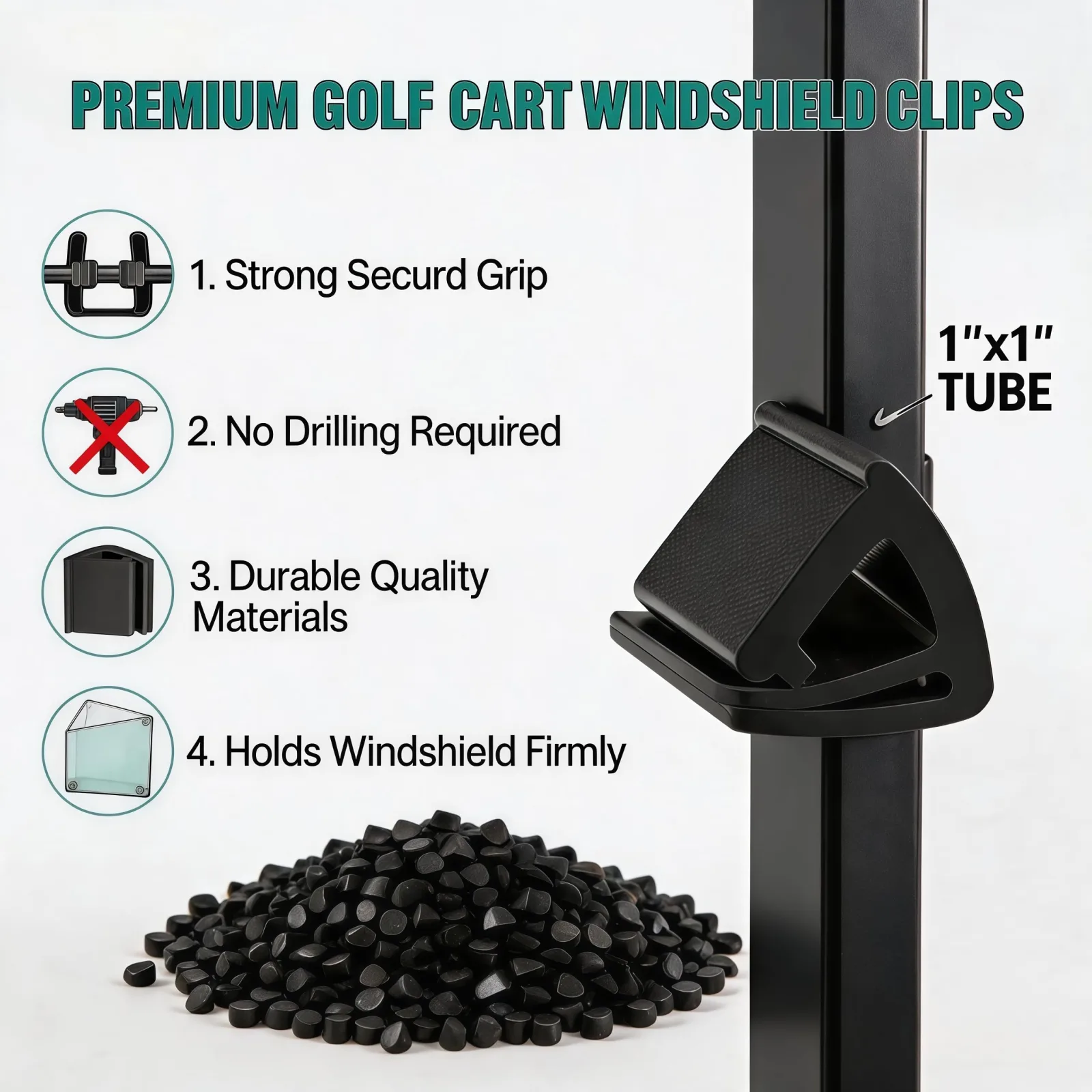 GENOUR Golf Cart Windshield Clips for 1-Inch Tube Frames image 2