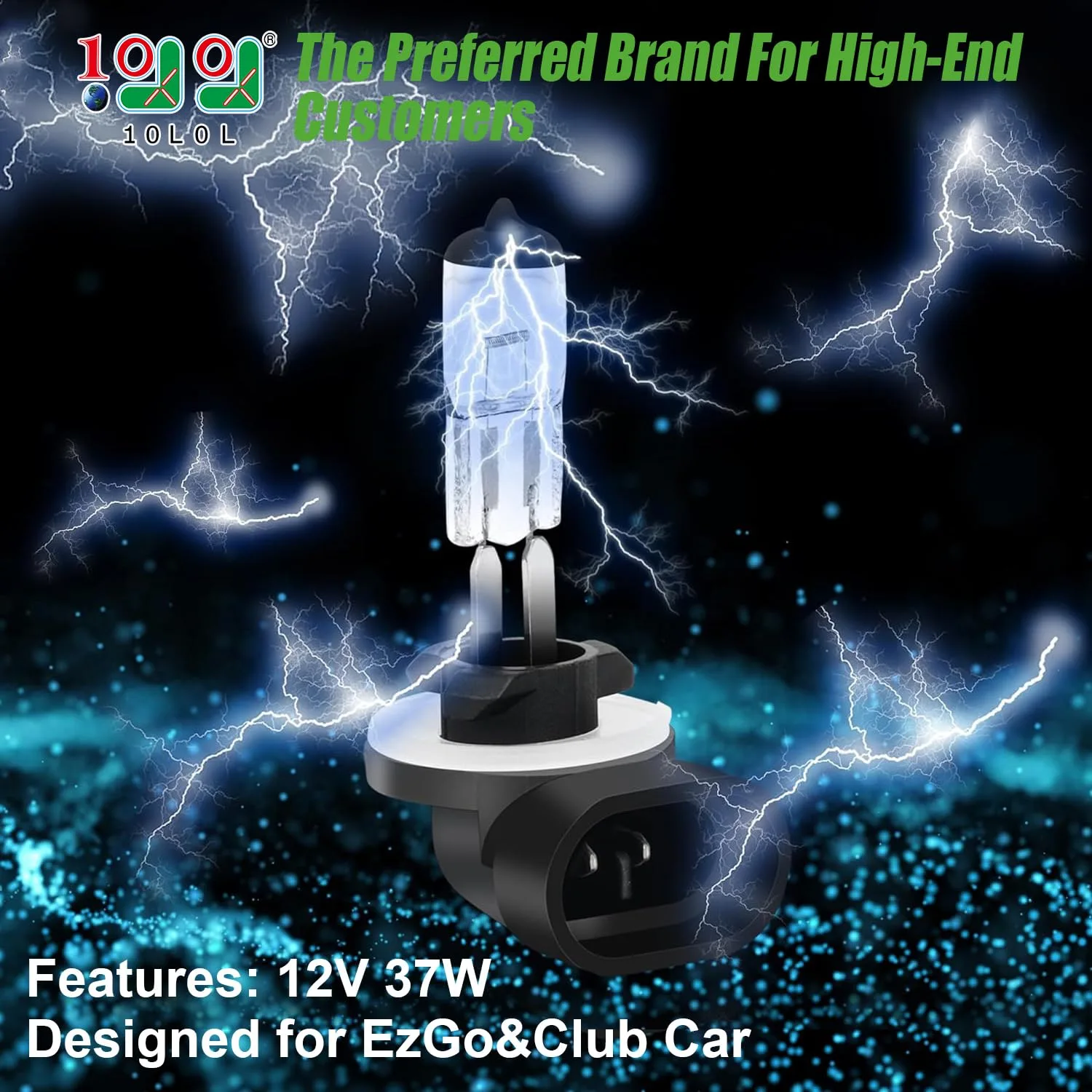 10L0L 12V 37W Halogen Golf Cart Headlight Bulbs image 2