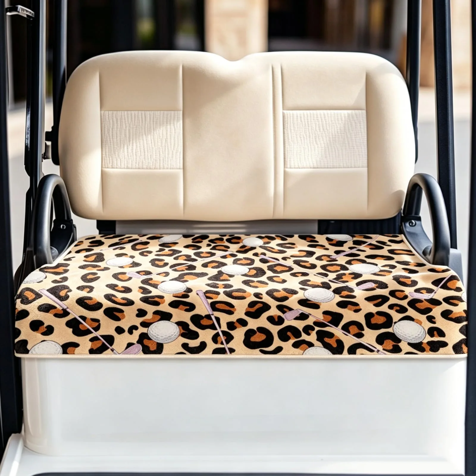 ORIGACH Leopard Print Microfiber Golf Cart Seat Cover 30.9×51 in