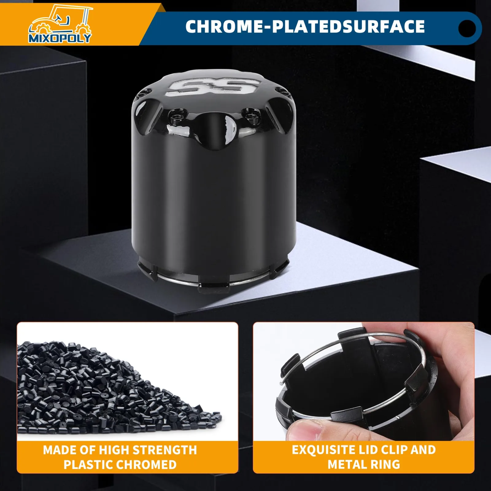 Mixopoly Golf Cart Wheel Center Hub Caps for Alloy Wheels image 4