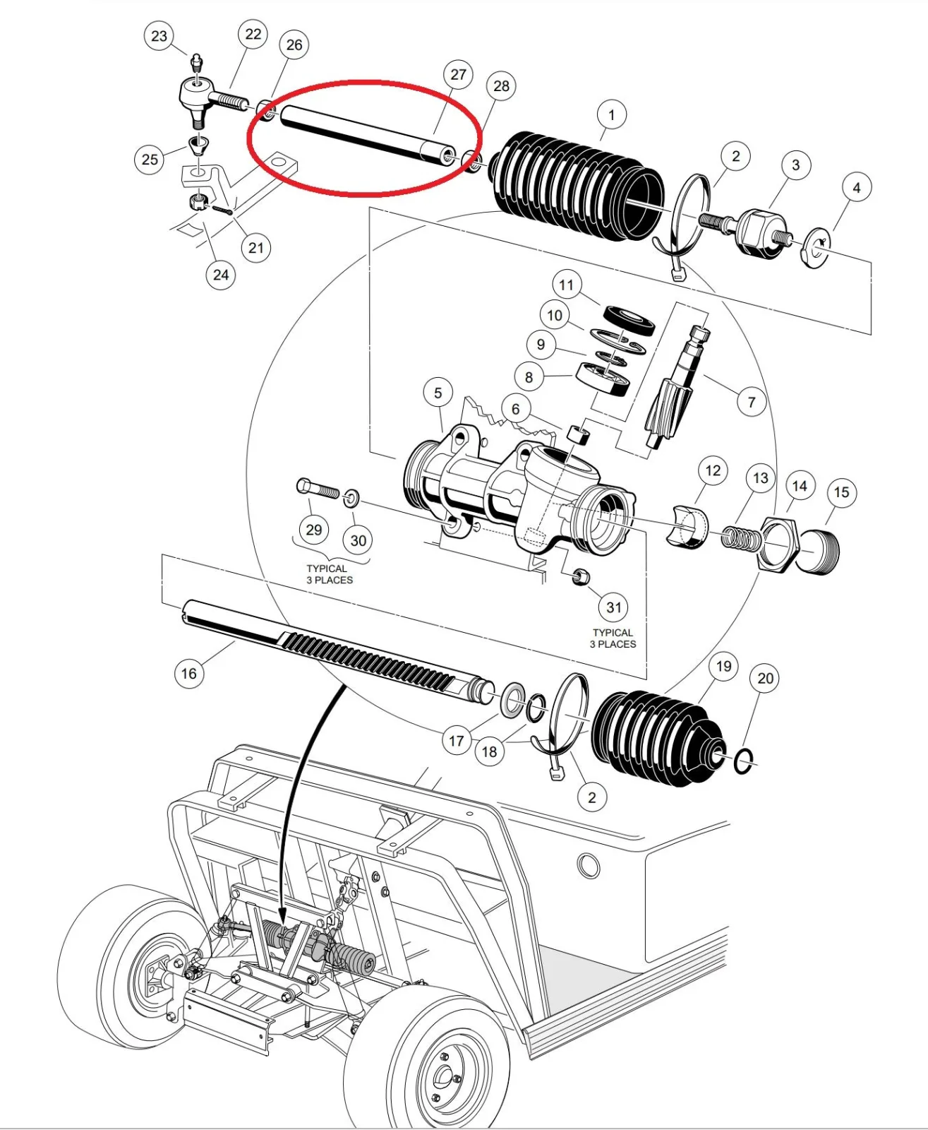 A.A Rack and Pinion Drag Link for Club Car DS 1984-2008 image 2