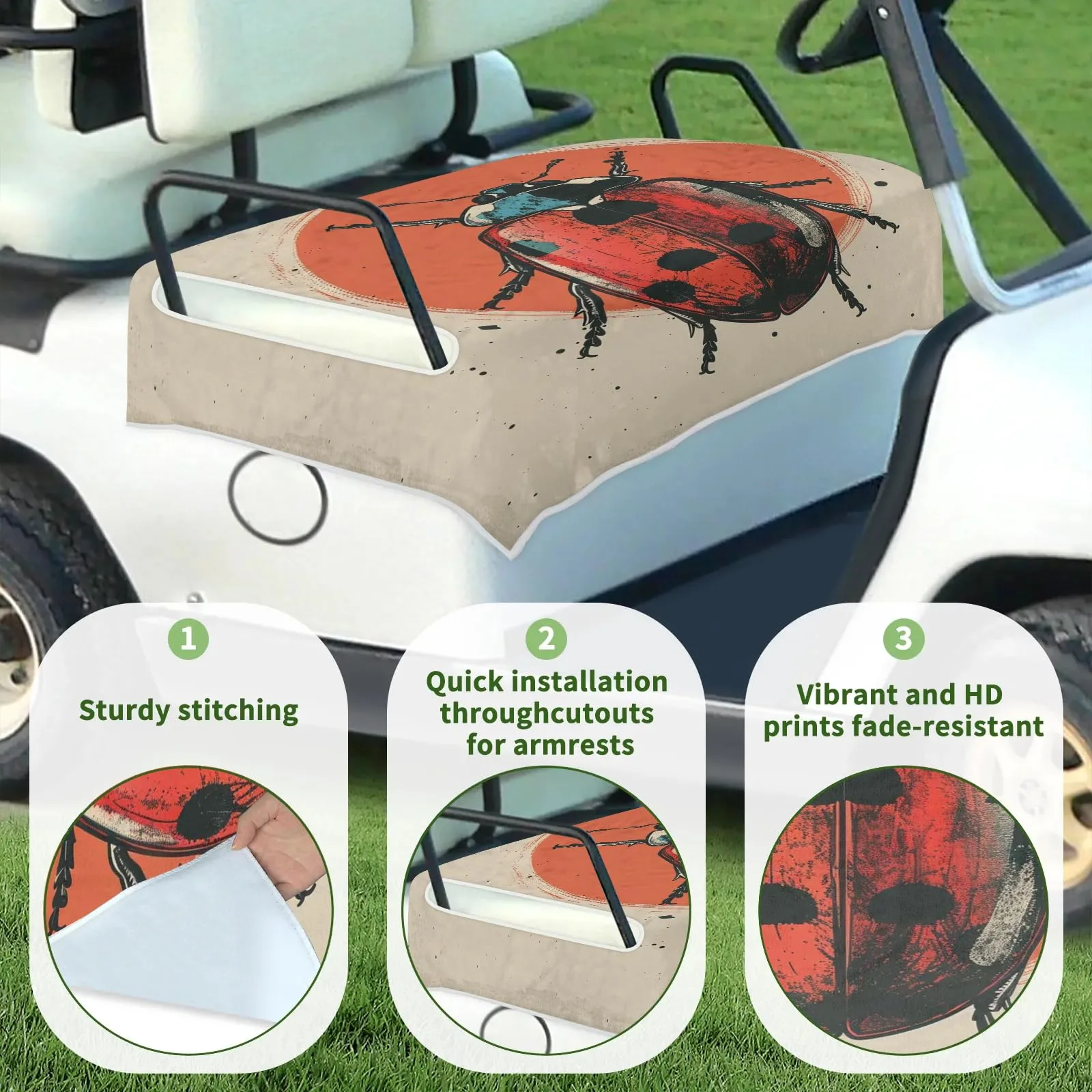 Tiveruda Golf Cart Seat Cover for Double Seats 51 x 31 in image 3