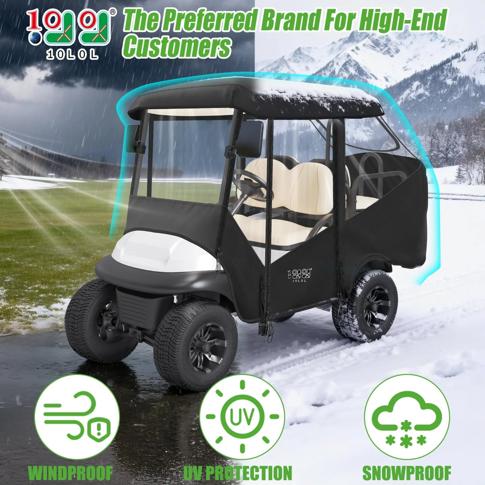 10L0L 4-Passenger Golf Cart Enclosure for EZGO and Club Car image 2