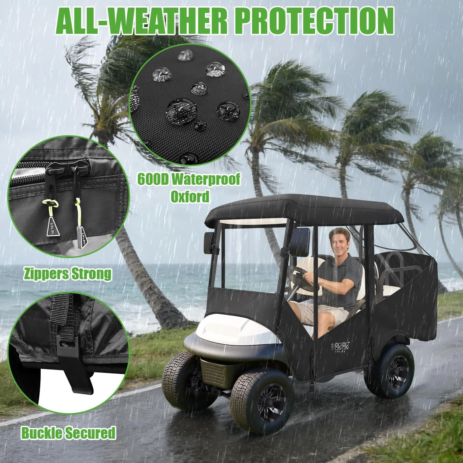 10L0L 4-Passenger Golf Cart Enclosure for EZGO and Club Car image 4