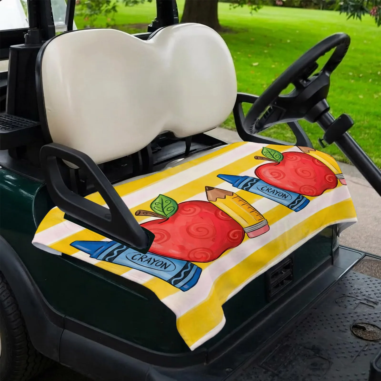 DecorLovee Golf Cart Seat Cover, 51 x 31 in Yellow Stripe image 2