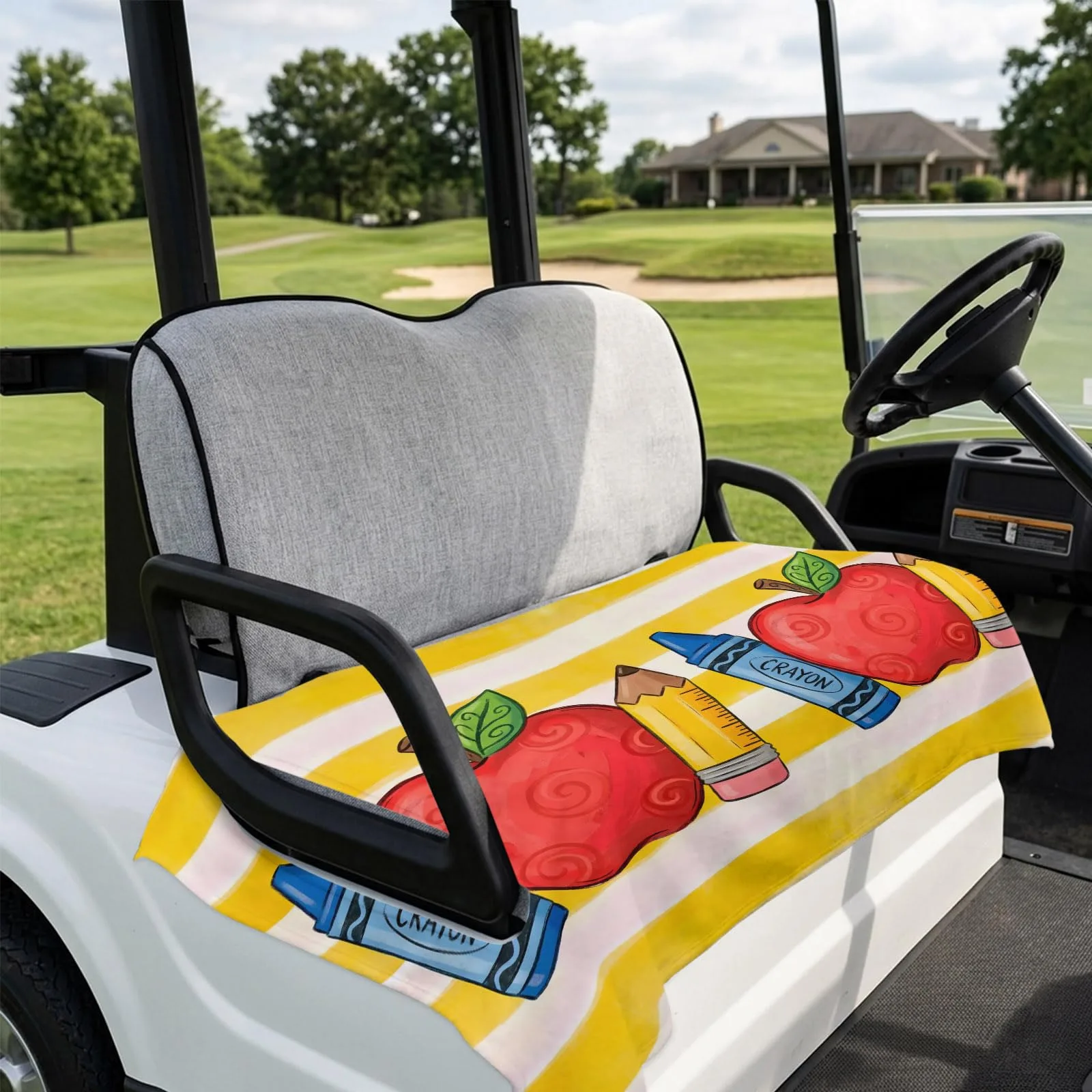 DecorLovee Golf Cart Seat Cover, 51 x 31 in Yellow Stripe image 4