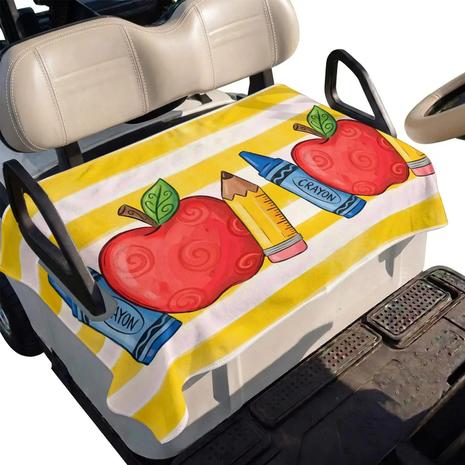 DecorLovee Golf Cart Seat Cover, 51 x 31 in Yellow Stripe