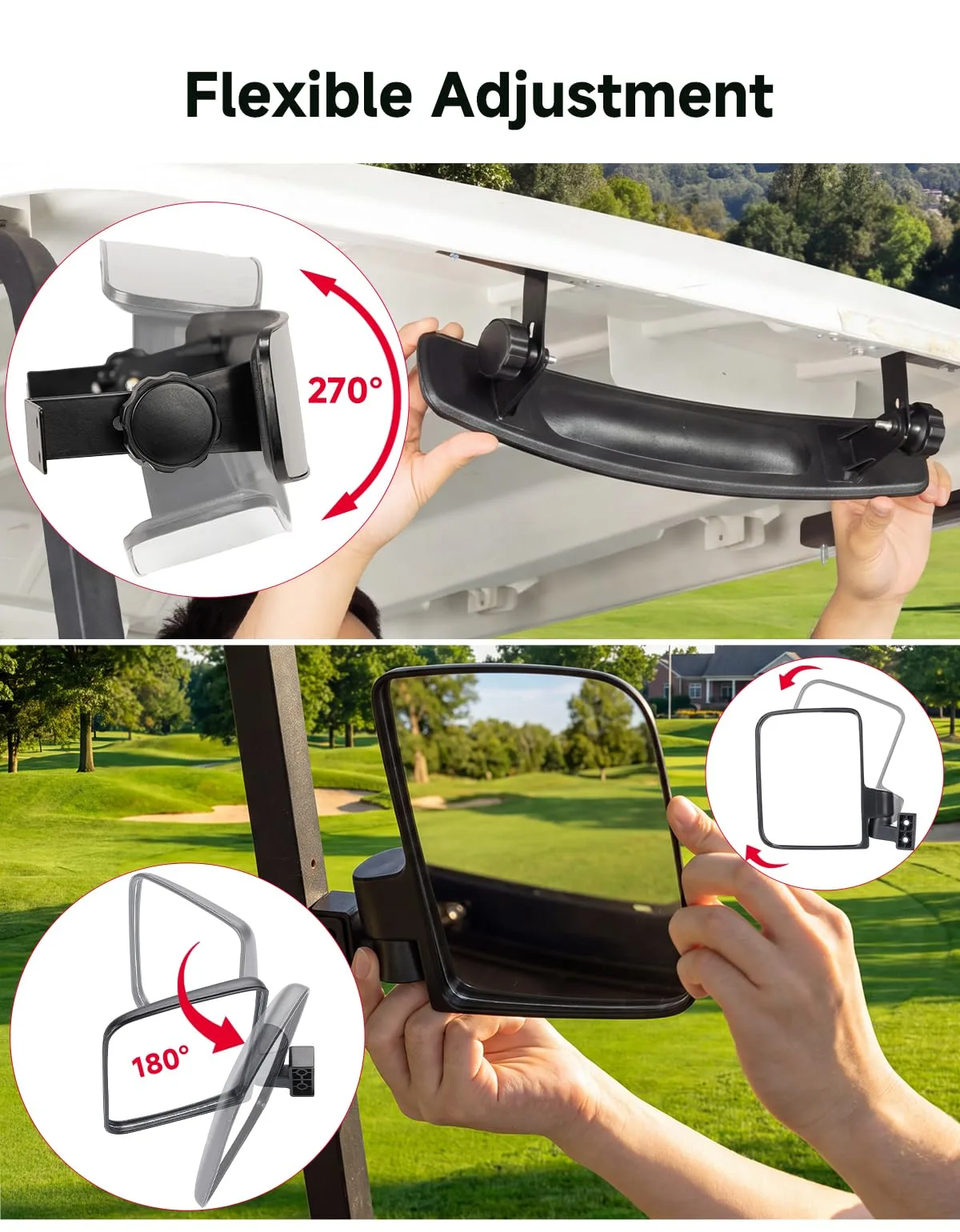 KEMIMOTO Golf Cart Mirror Set B1411-00004-BK image 2