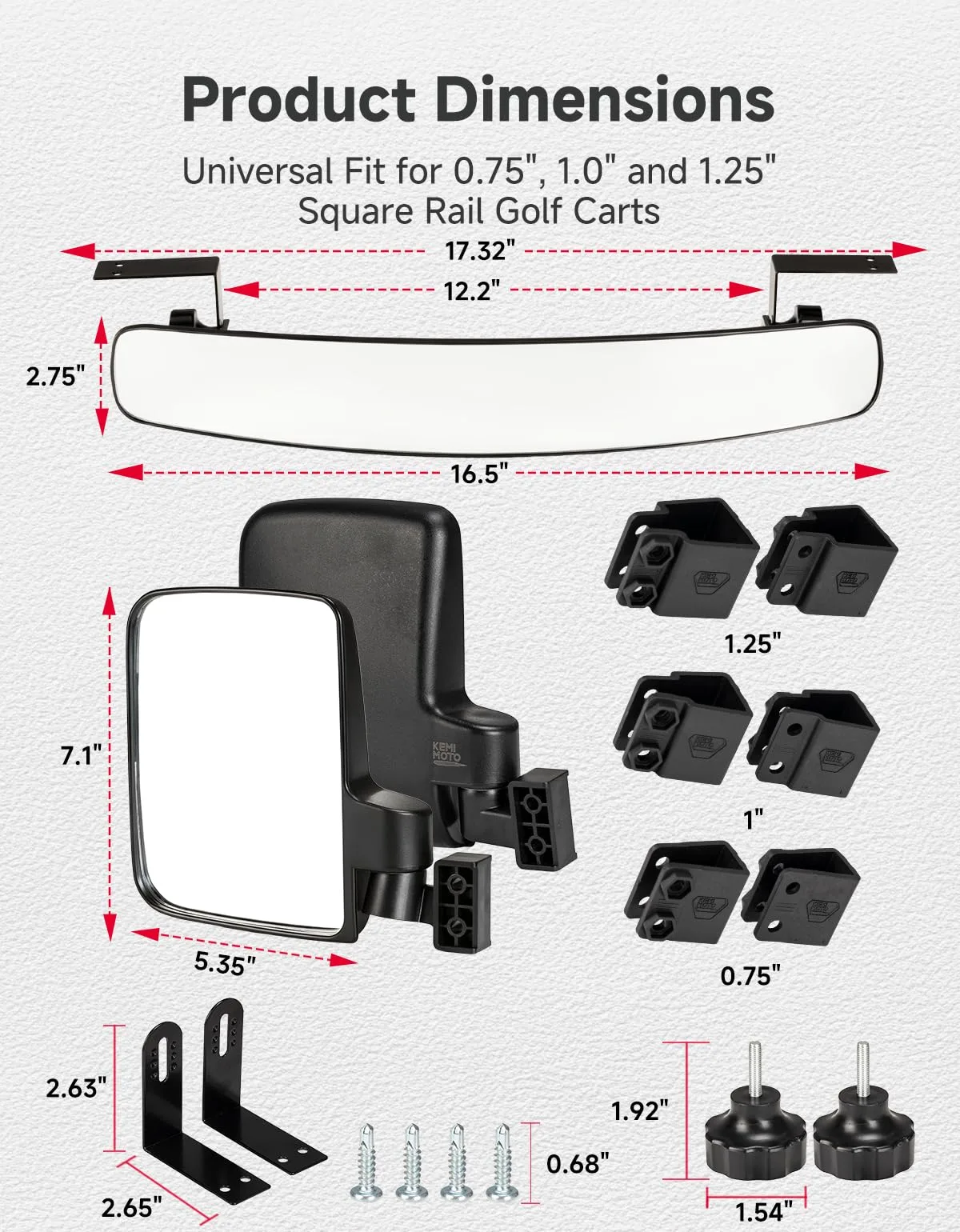 KEMIMOTO Golf Cart Mirror Set B1411-00004-BK image 3