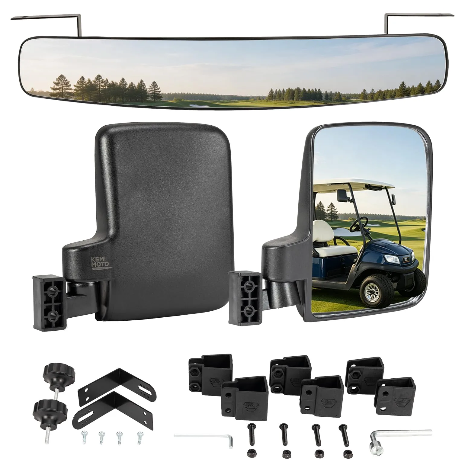 KEMIMOTO Golf Cart Mirror Set B1411-00004-BK