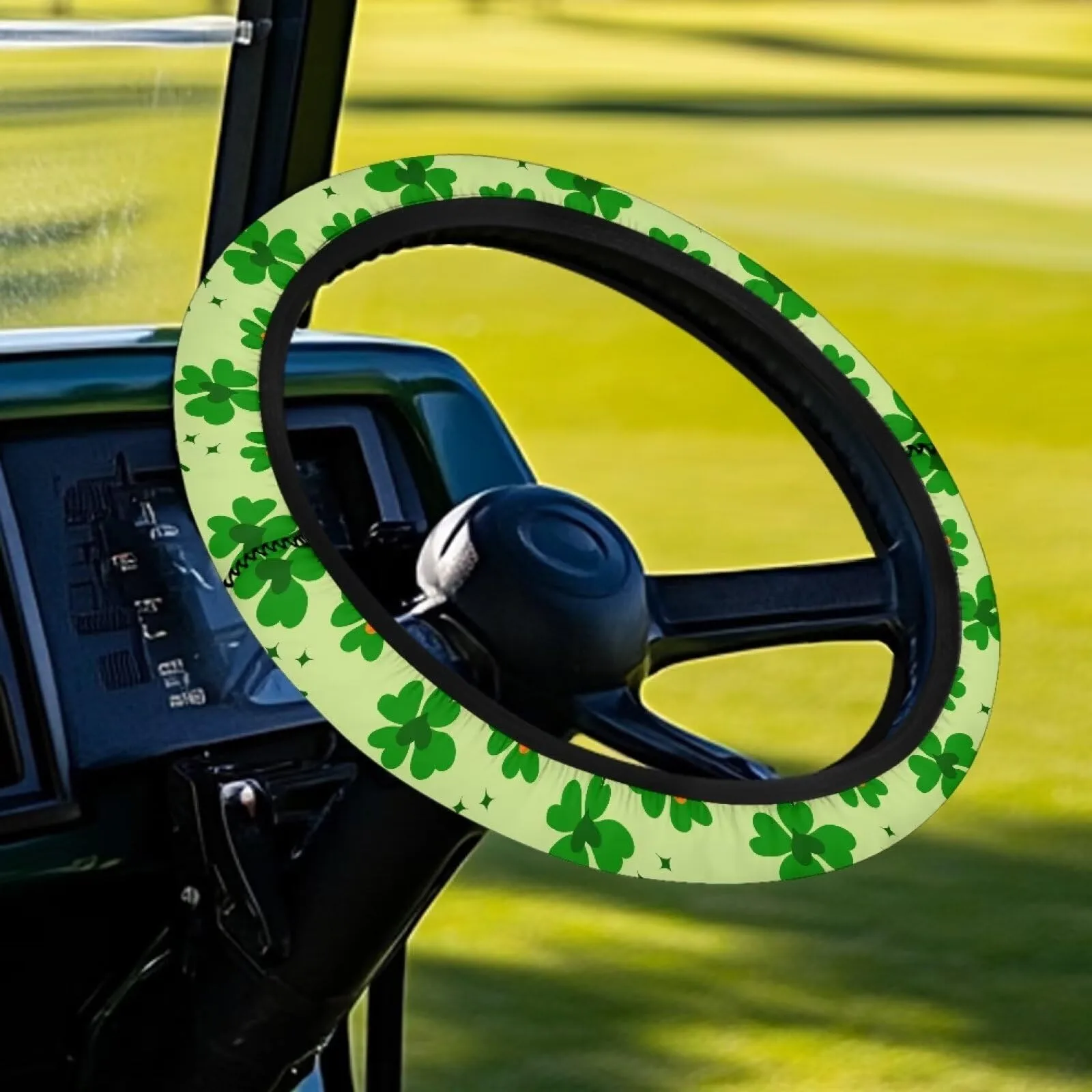 Rarucativ Four Leaf Clover Steering Wheel Cover for Club Car image 2