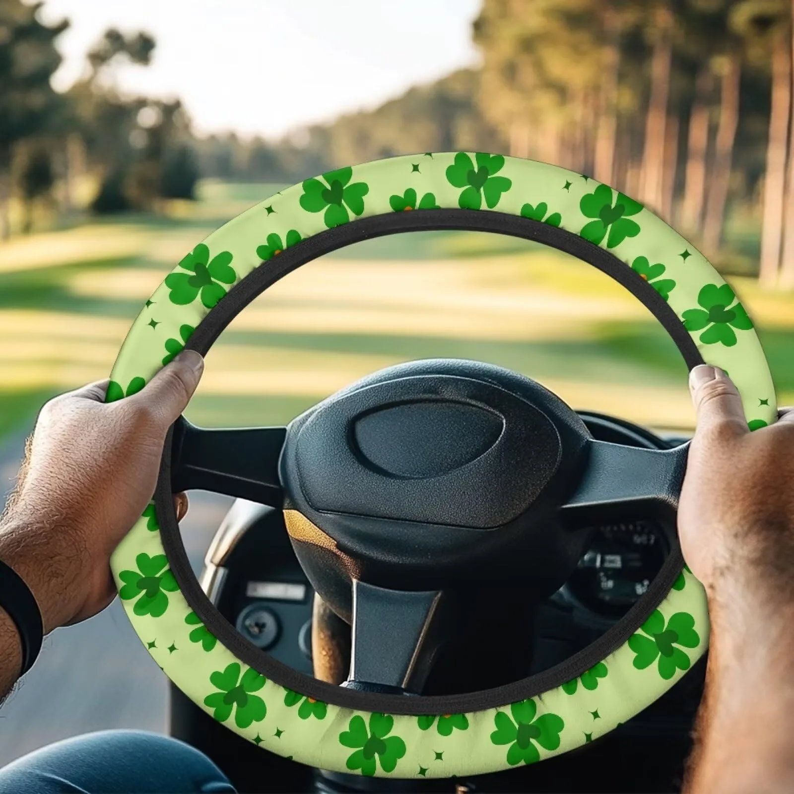 Rarucativ Four Leaf Clover Steering Wheel Cover for Club Car