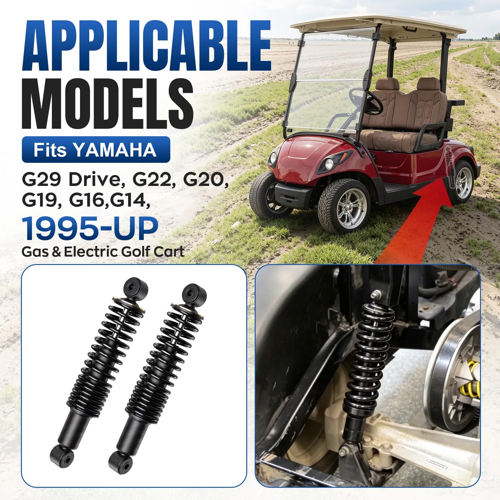 GOTEKPAR Yamaha Golf Cart Rear Shocks with Coil Springs image 2