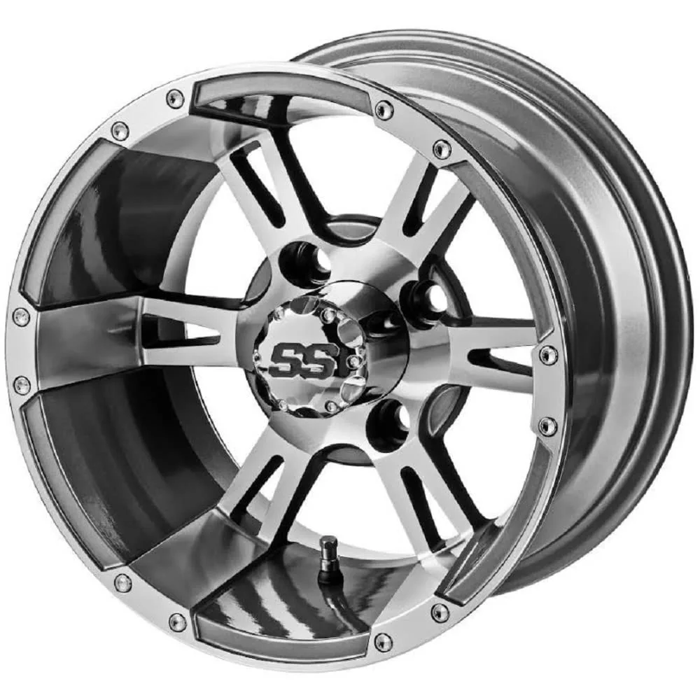Raptor 12x7 Gunmetal/Machined Golf Cart Wheel Set — 108939FS image 2