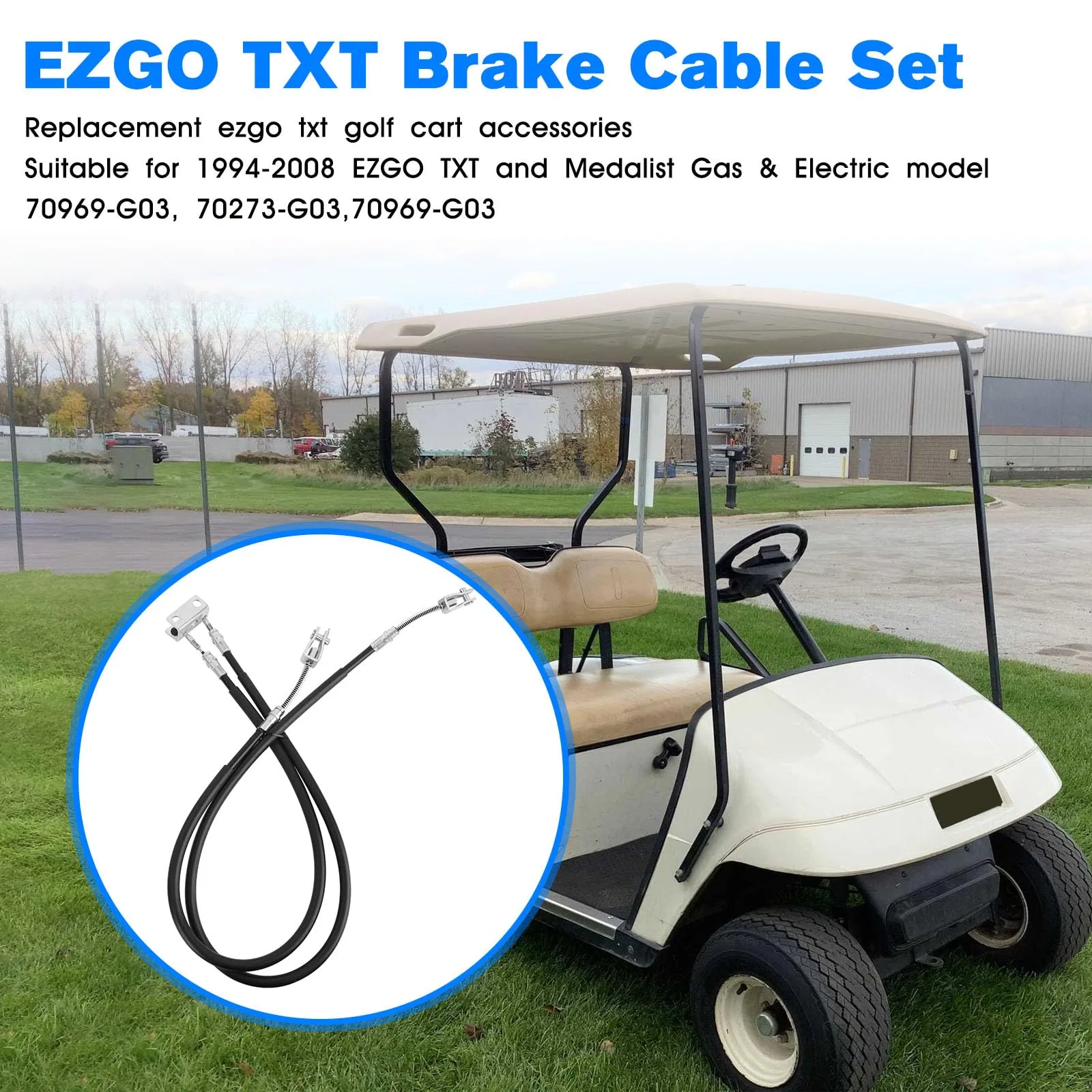 BZTT EZ-GO TXT & Medalist Brake Cable Kit 1994–2008 Stainless Steel image 2