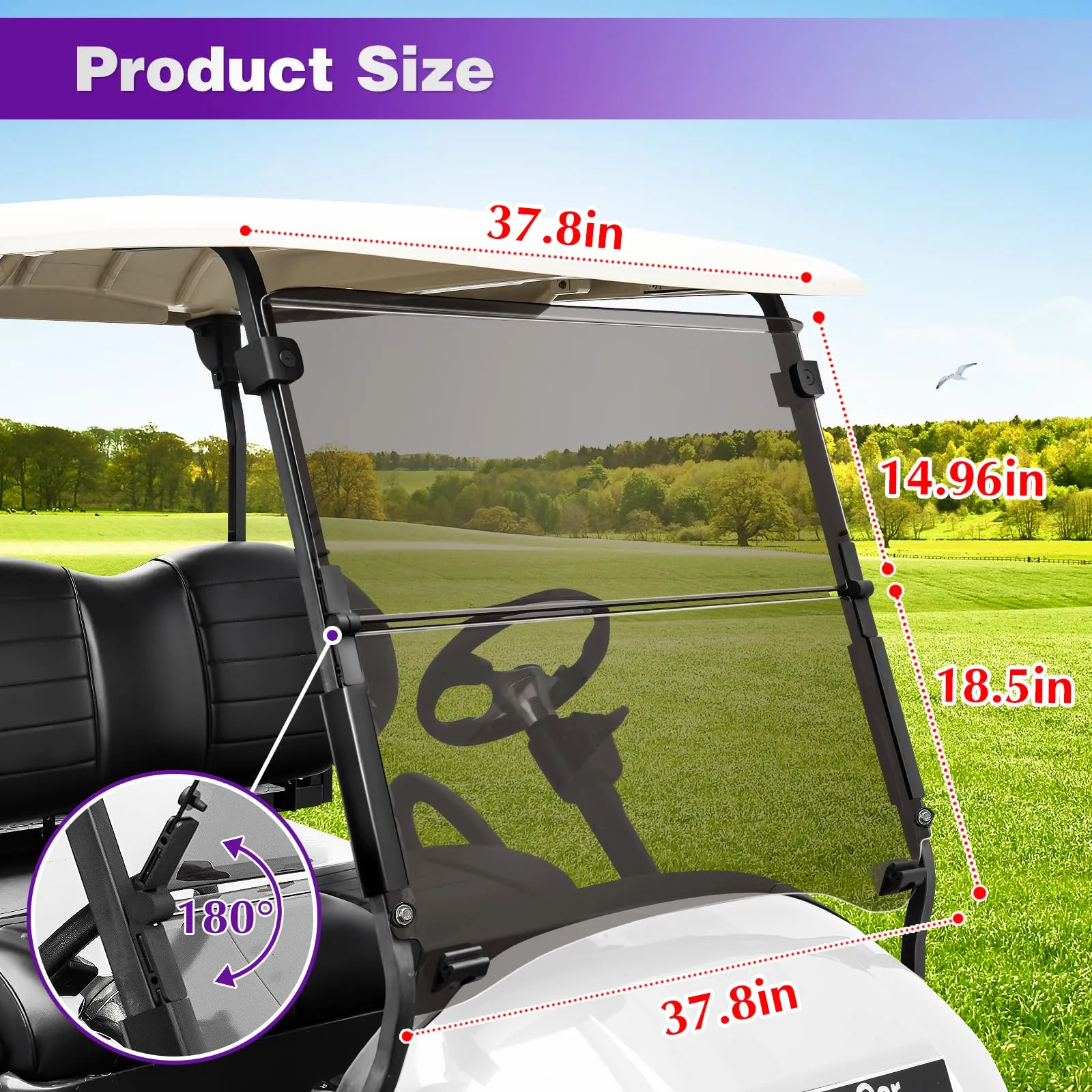 PZWLI 4.5mm Tinted Windshield for Club Car Precedent image 4