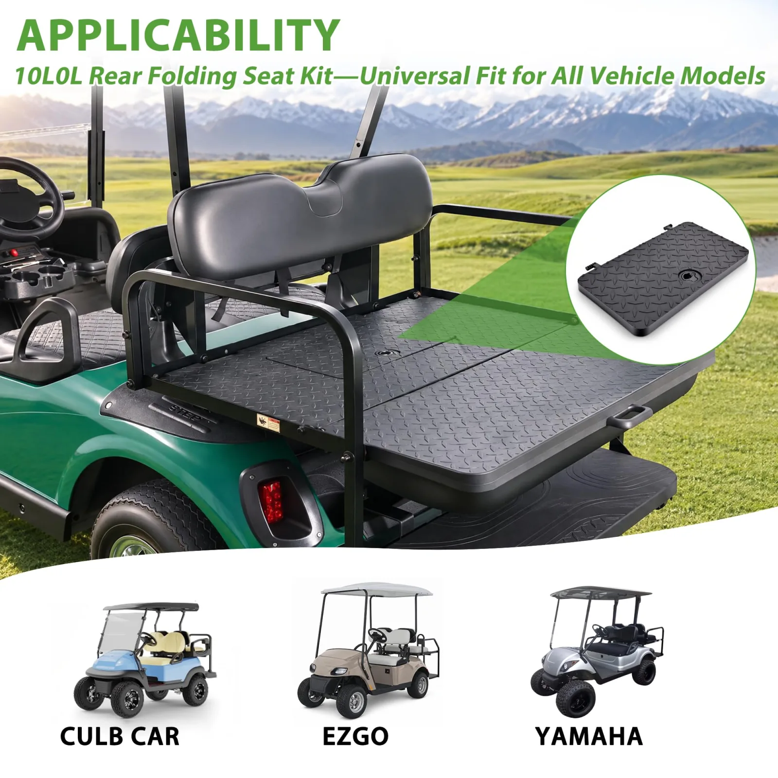10L0L Golf Cart Rear Flip Seat Storage Hatch Lid image 3