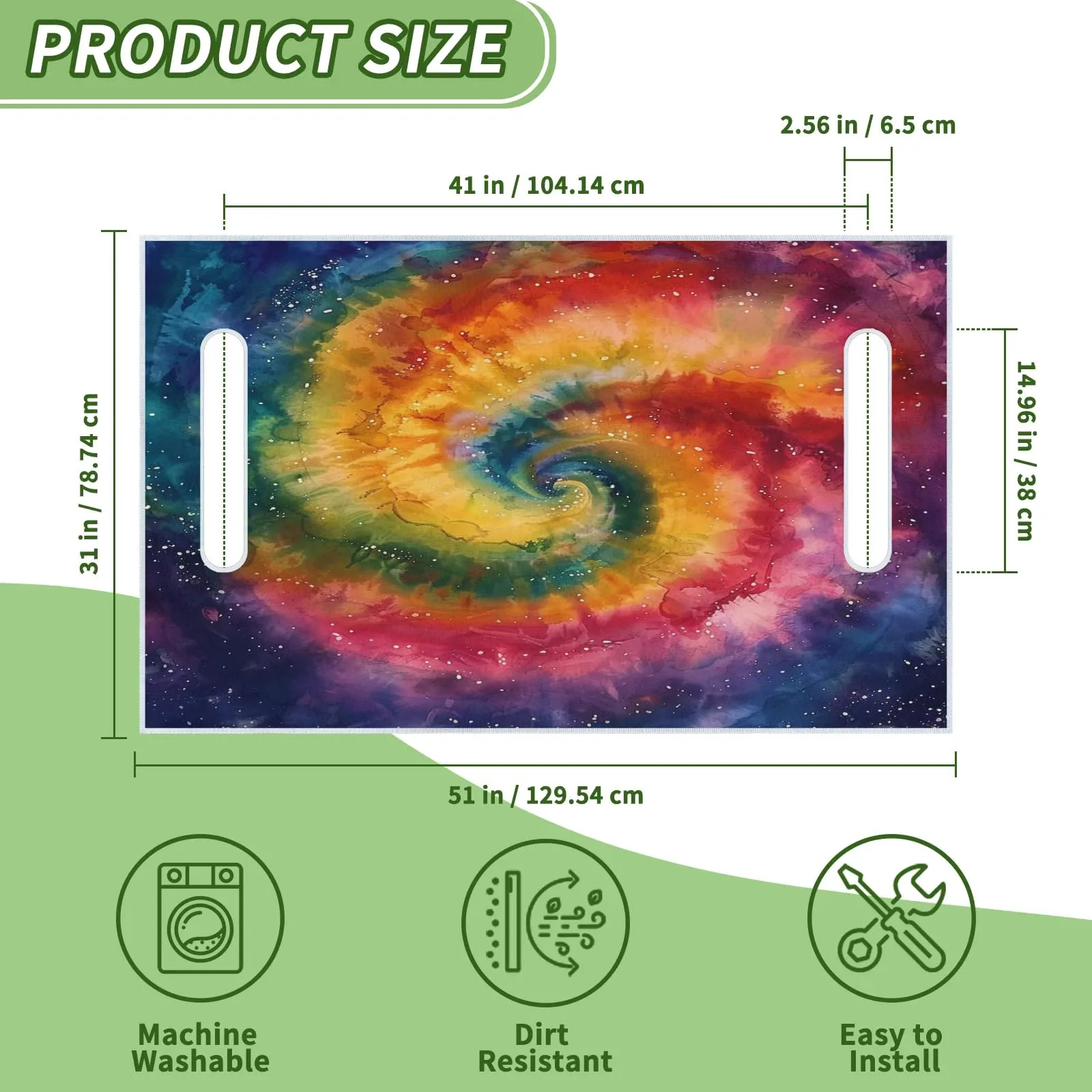 Tiveruda Tie-Dye Golf Cart Seat Cover, 51 x 31 in image 2