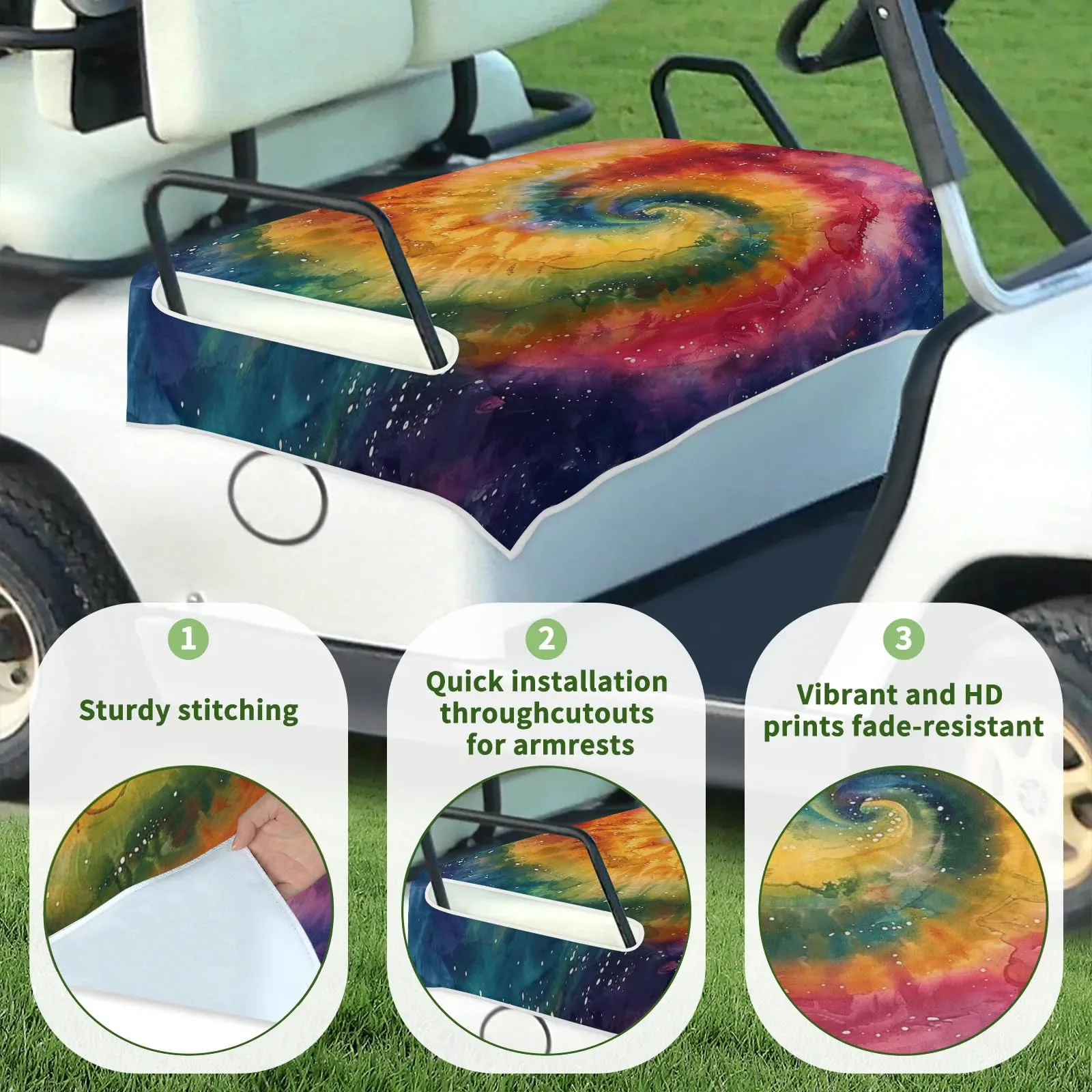 Tiveruda Tie-Dye Golf Cart Seat Cover, 51 x 31 in image 3
