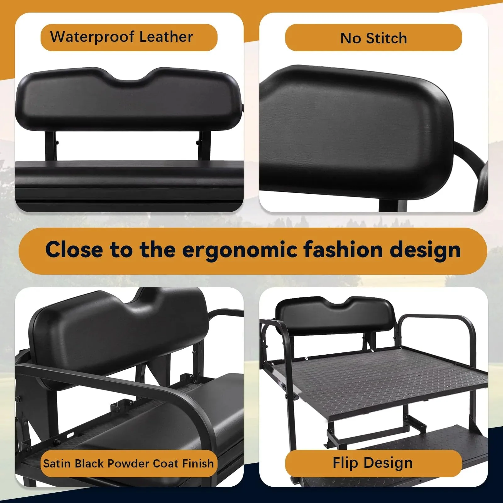 Rainier Parts Black Rear Seat for E-Z-GO RXV image 4