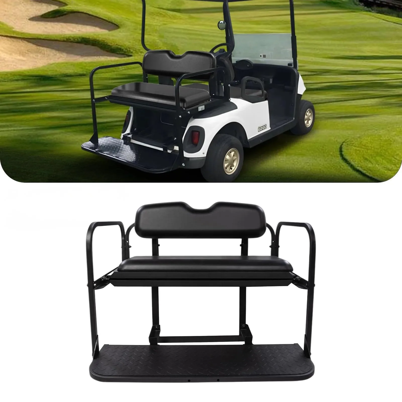Rainier Parts Black Rear Seat for E-Z-GO RXV