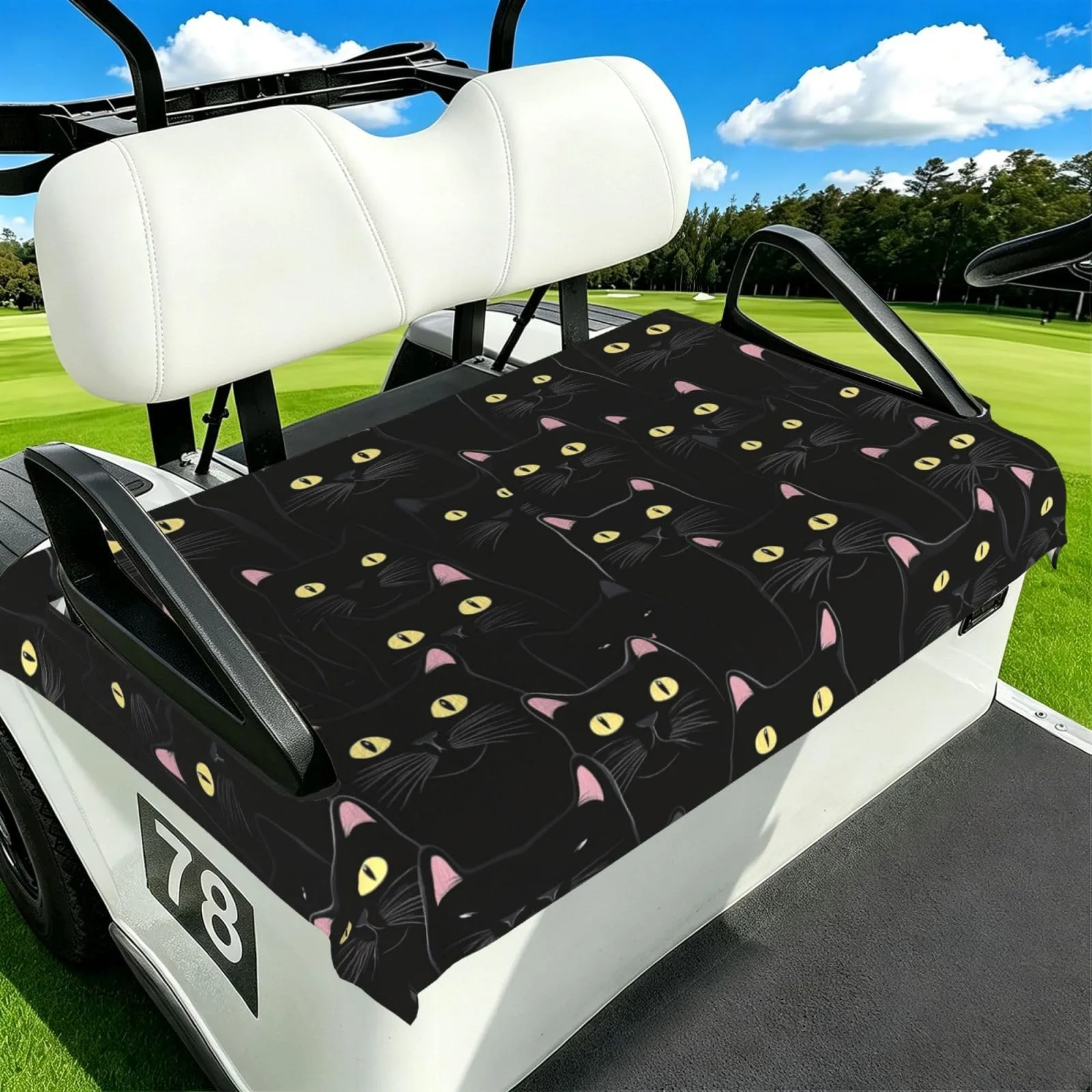 HOYYU Cute Black Cat Golf Cart Seat Cover 51 x 31 in.