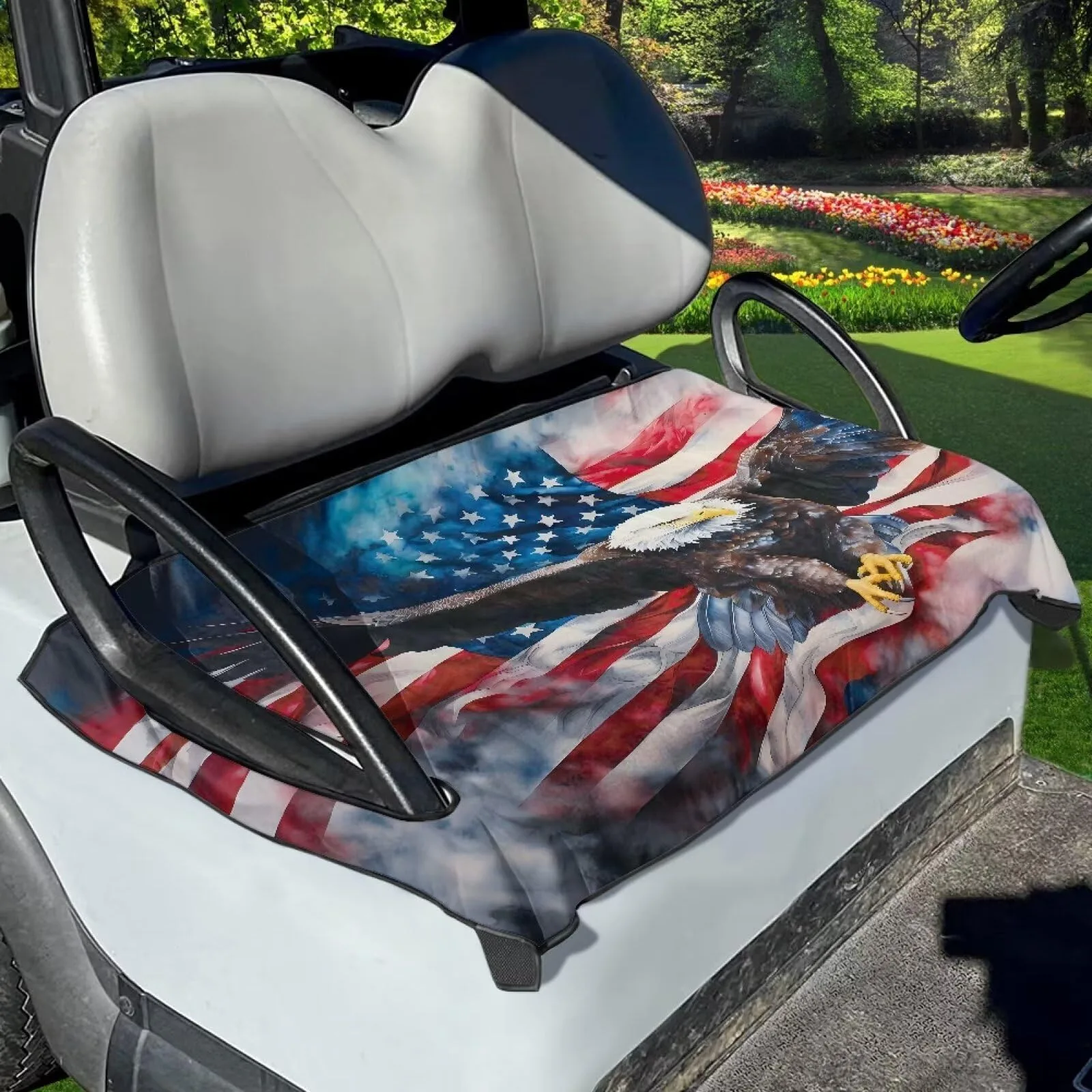 Tomeusey Golf Cart Seat Cover, American Flag Eagle