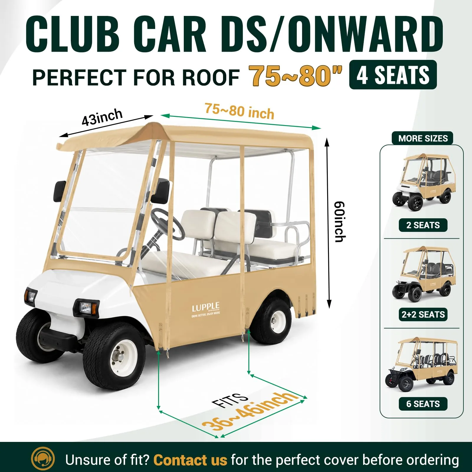 LUPPLE Club Car DS Tempo Onward Golf Cart Enclosure image 2