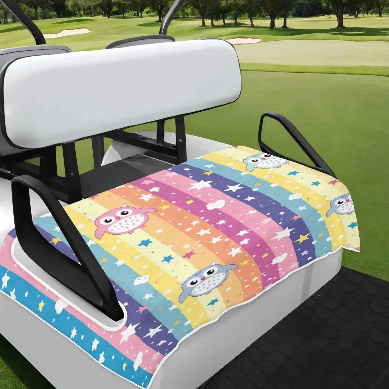 Tiveruda Cute Owl Golf Cart Seat Cover, 51 x 31 in
