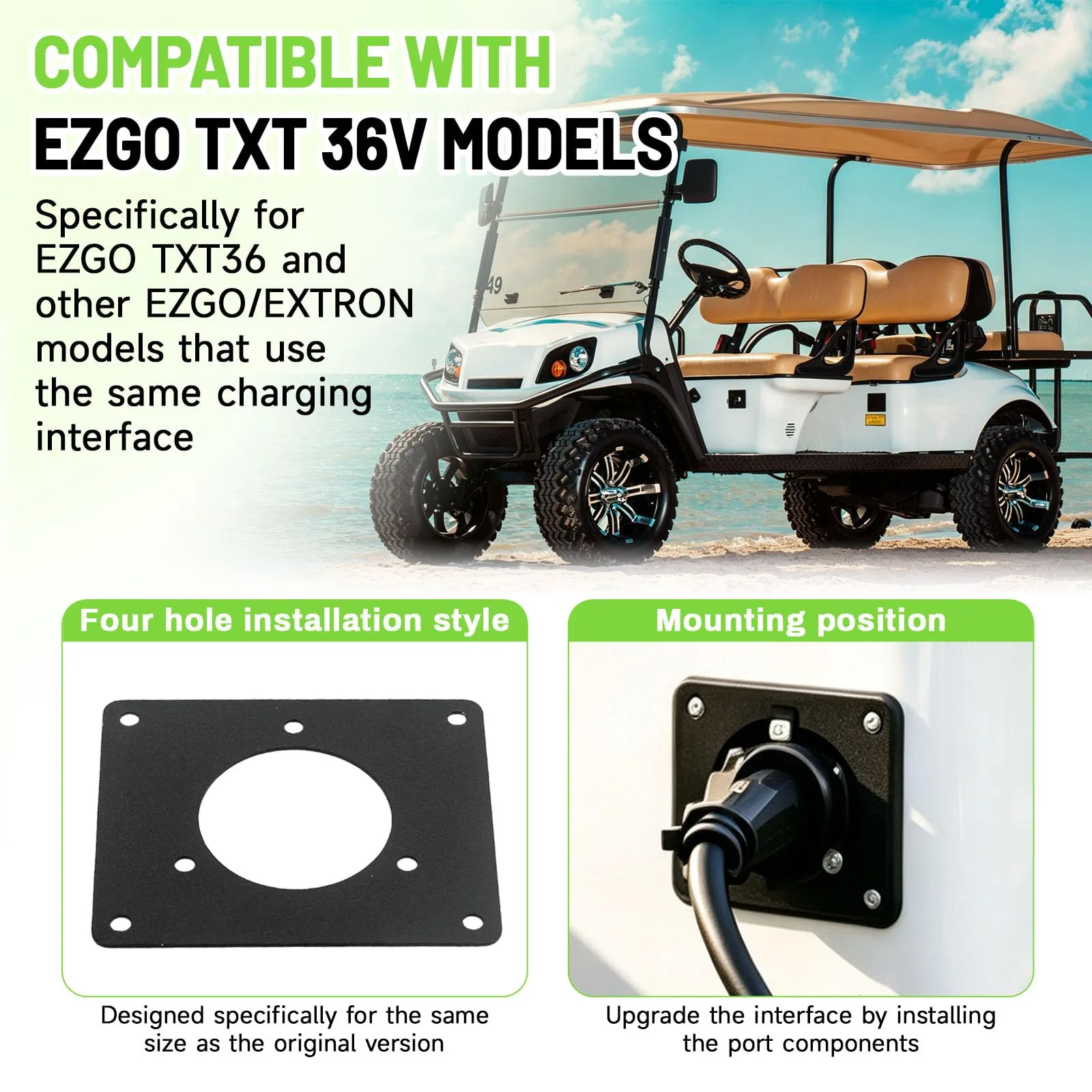 Langzeze Charger Port Adapter for E-Z-GO TXT36 36V Golf Cart image 2