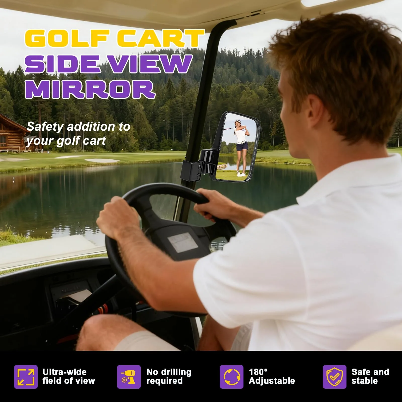 OMEIPMEO Universal Golf Cart Side Mirrors image 2