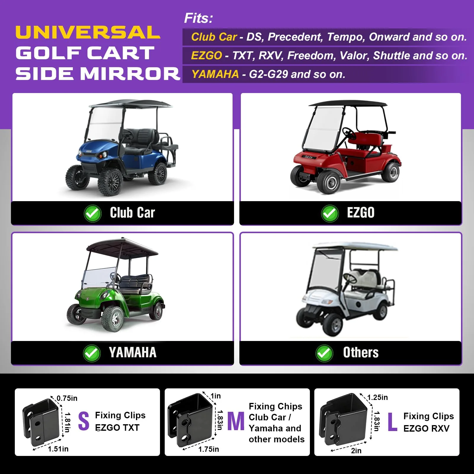 OMEIPMEO Universal Golf Cart Side Mirrors image 3